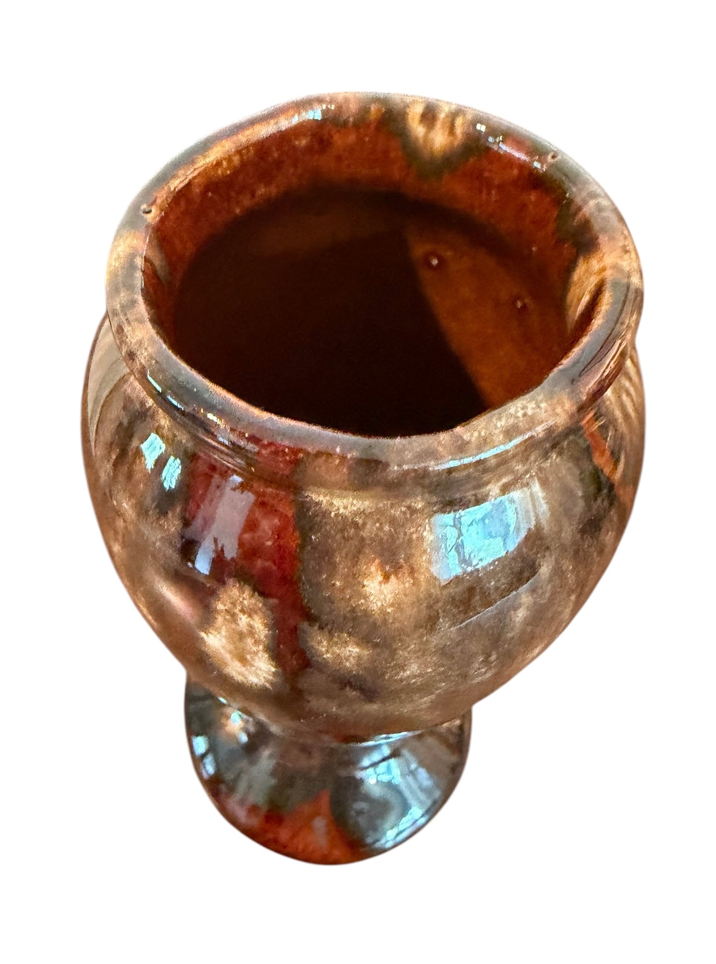 Brush McCoy Brown Onyx Vintage Vase #745 | 1930s Pottery | Mottled Drip Glaze Pedestal Vase