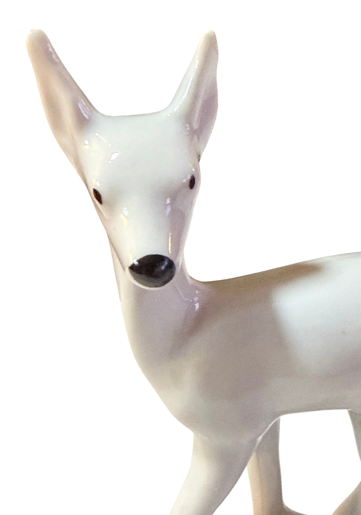 White Vintage Porcelain Doe & Fawn Figurine | Mid-Century Deer