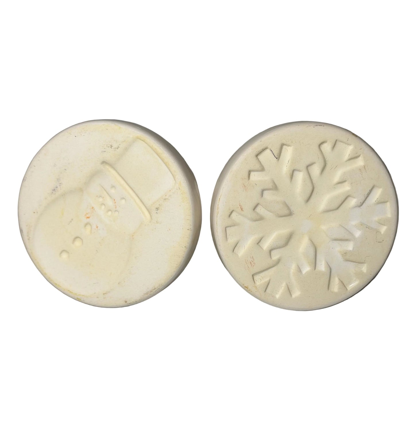 Glazed Pottery Cookie Presses – Snowflake & Snowman | Holiday Cookie Stamps (Set of 2)