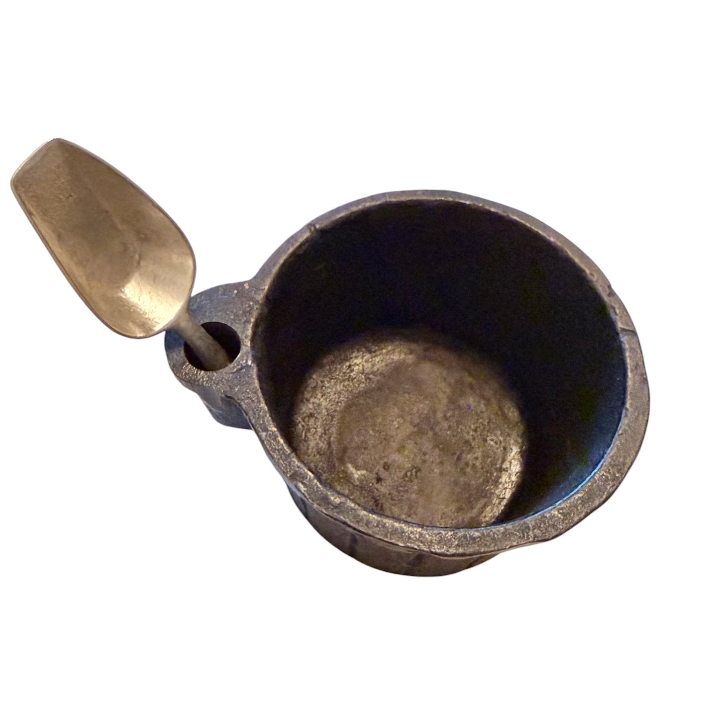 Cast Iron Vintage Salt Cellar with Spoon | Rustic Kitchen Salt Pig