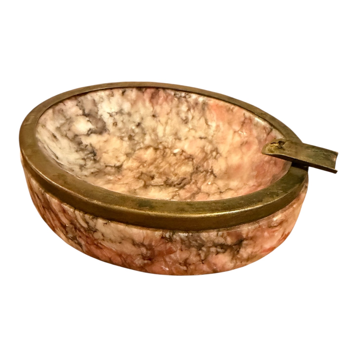 Italian Alabaster Vintage Table Lighter & Ashtray Smoking Set