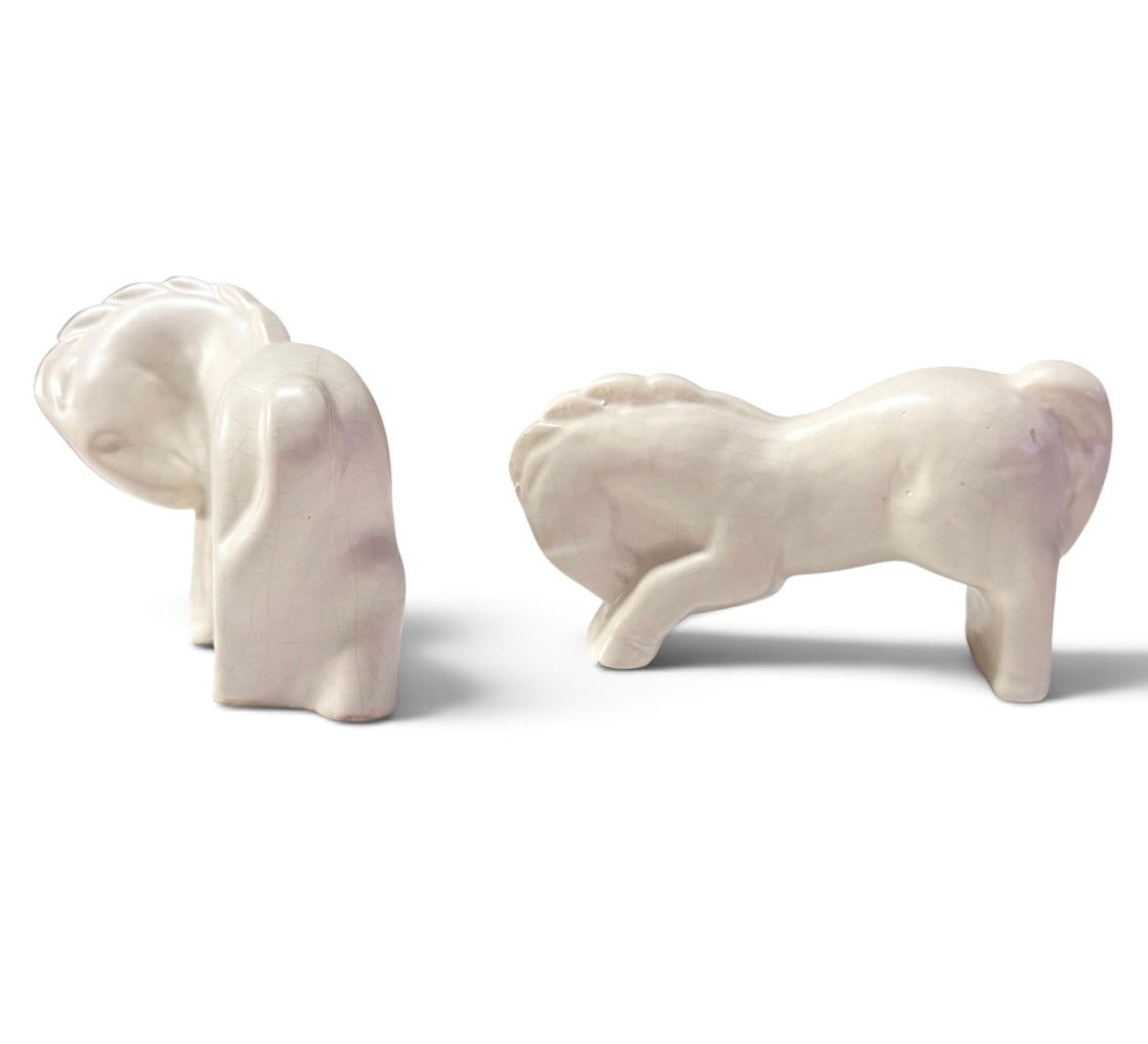 1930s Art Deco Crackle Glaze Horse Figurines – Pair