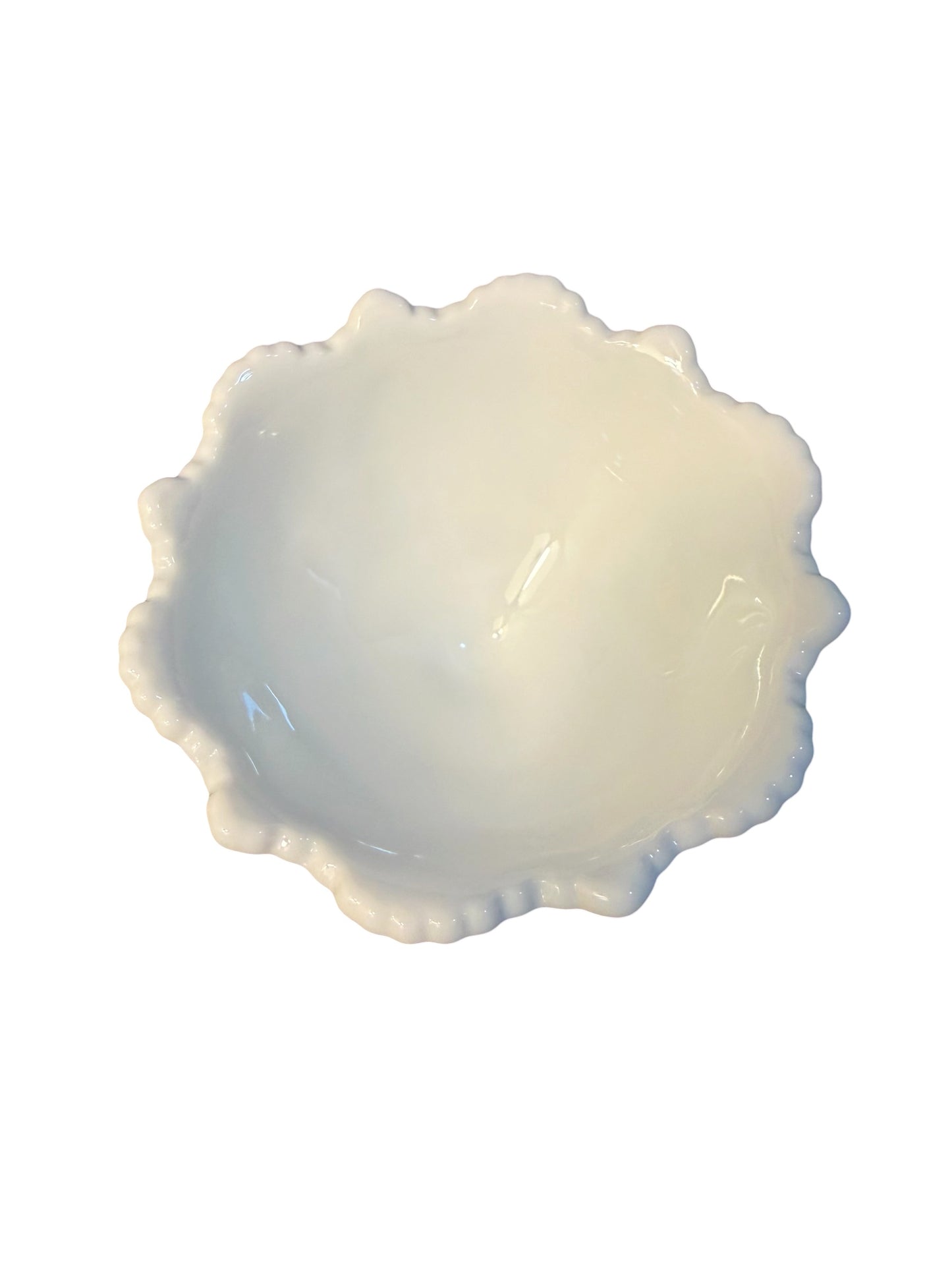 Fenton Hobnail & Leaf Vintage Milk Glass Footed Compote | Mid Century Pedestal Candy Dish