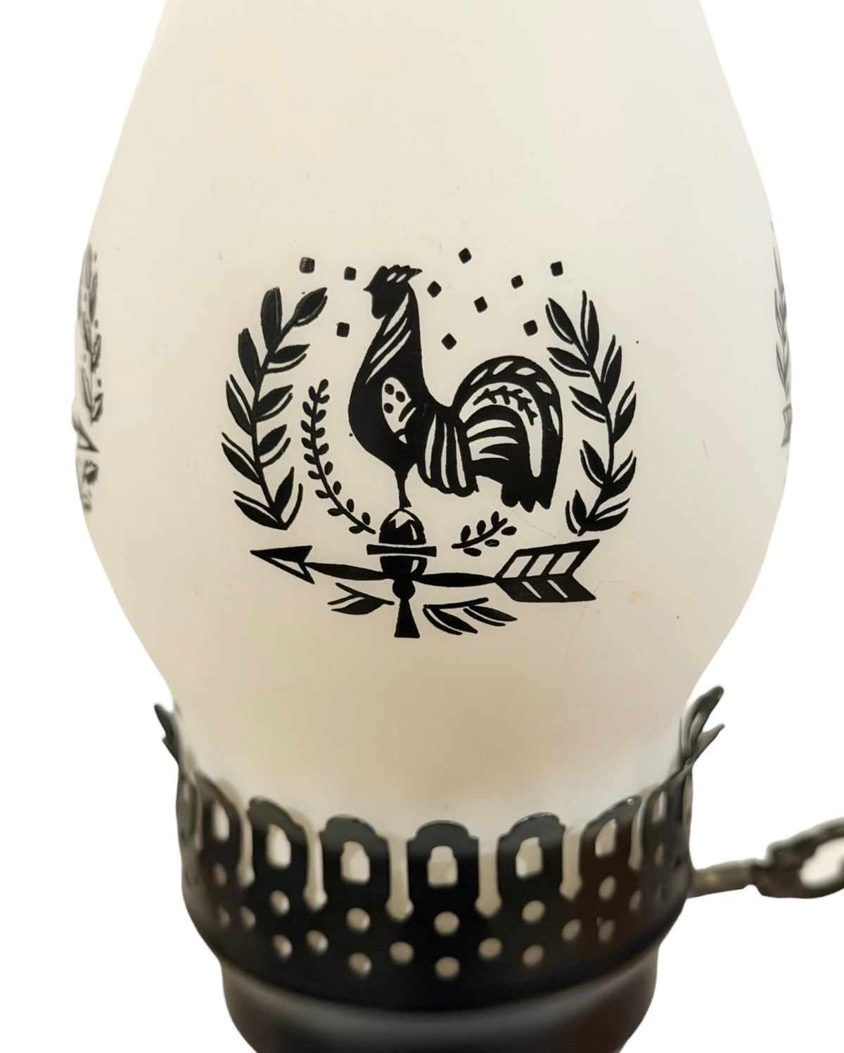 Currier & Ives Vintage Milk Glass Electric Lamp – Black & White Homestead Scene – 17”