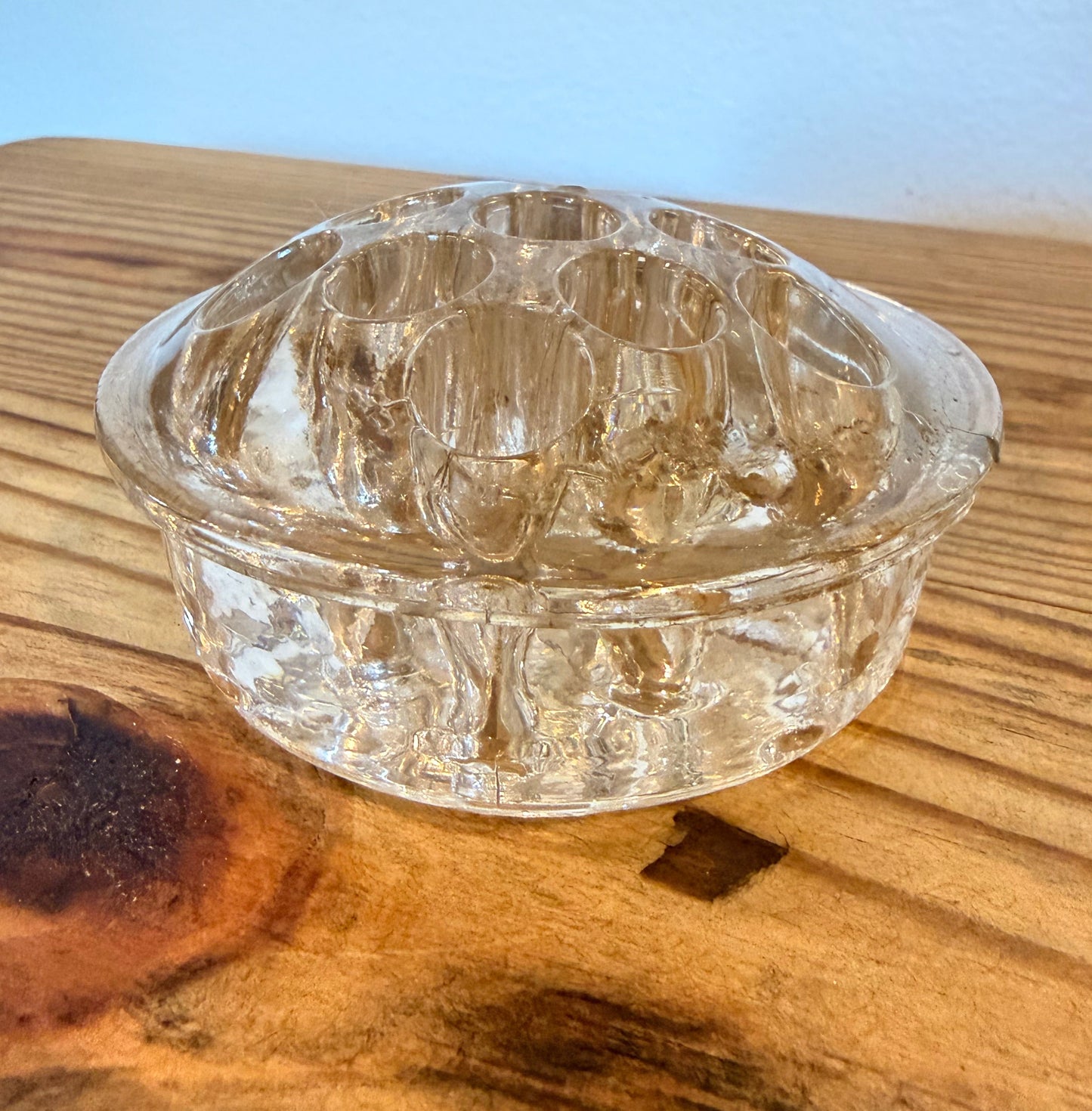Vintage Glass Flower Frog – Mid-Century Floral Arranging Tool