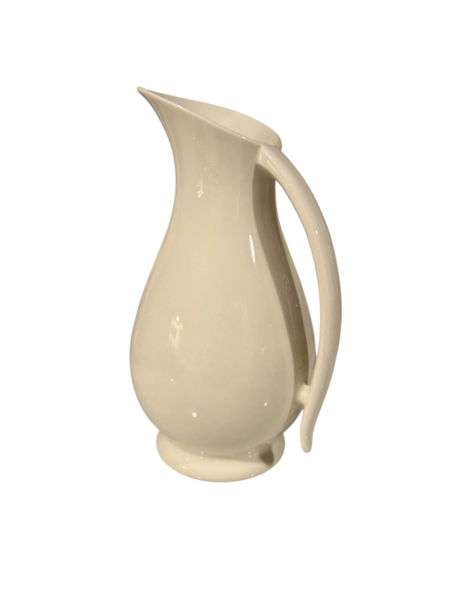 Off-White Ironstone “Semi-Porcelain” Style Pitcher | Mid-Century | Ivory Farmhouse Decor