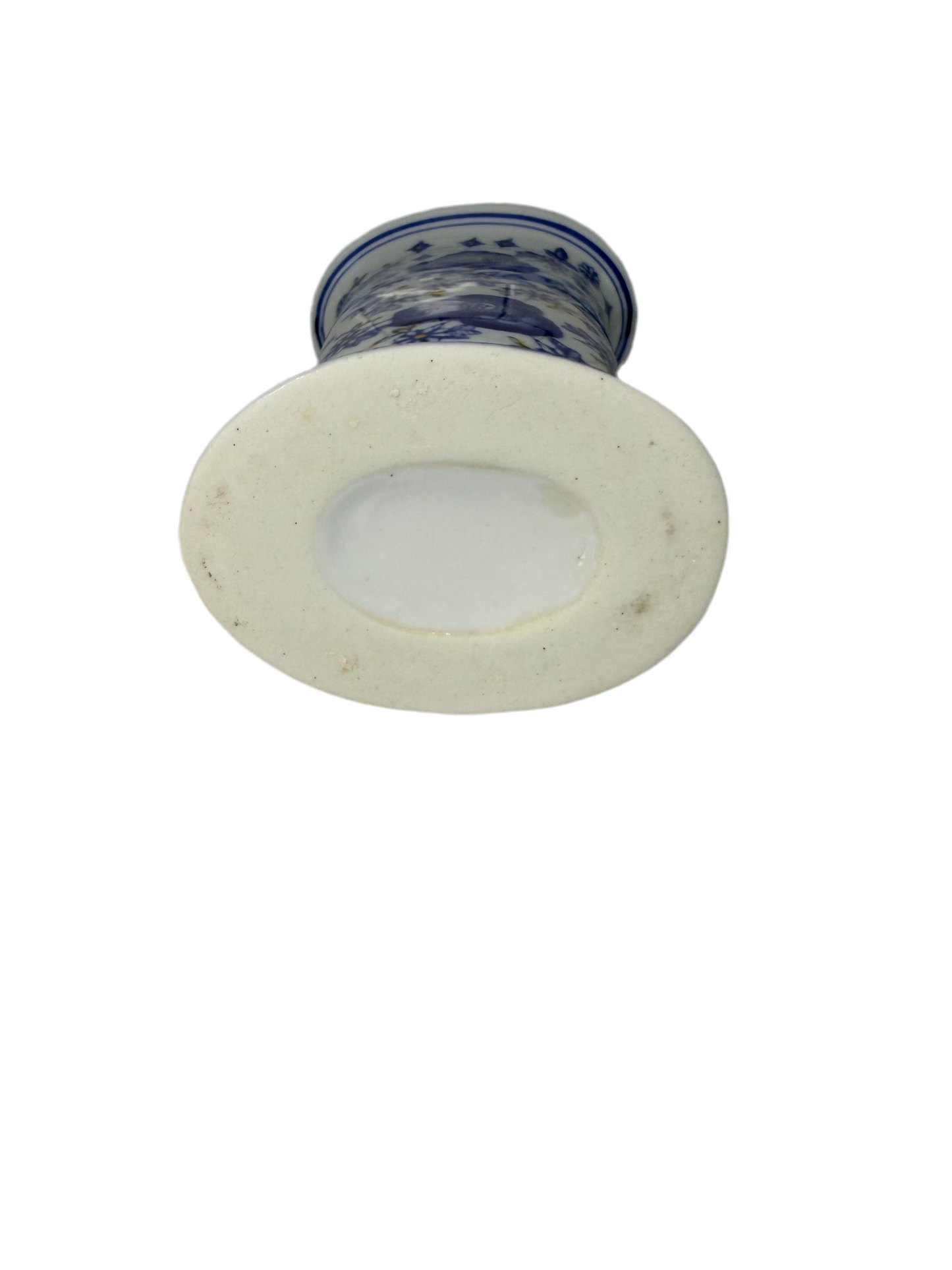 Chinoiserie Vintage Blue & Yellow Floral Ceramic Vase