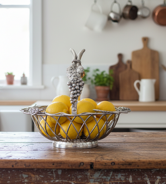 Set of 2 - Vintage Godinger Silver-Plated Grapevine Wire Baskets