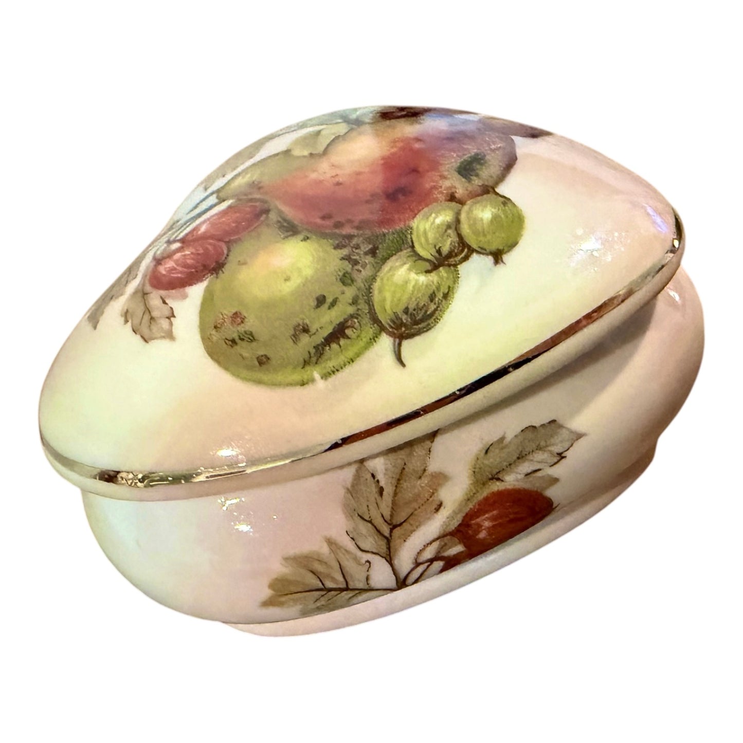 Royal Worcester Palissy Vintage Heart Trinket Box | Royale Collection | Autumn Fruit Porcelain Keepsake Box