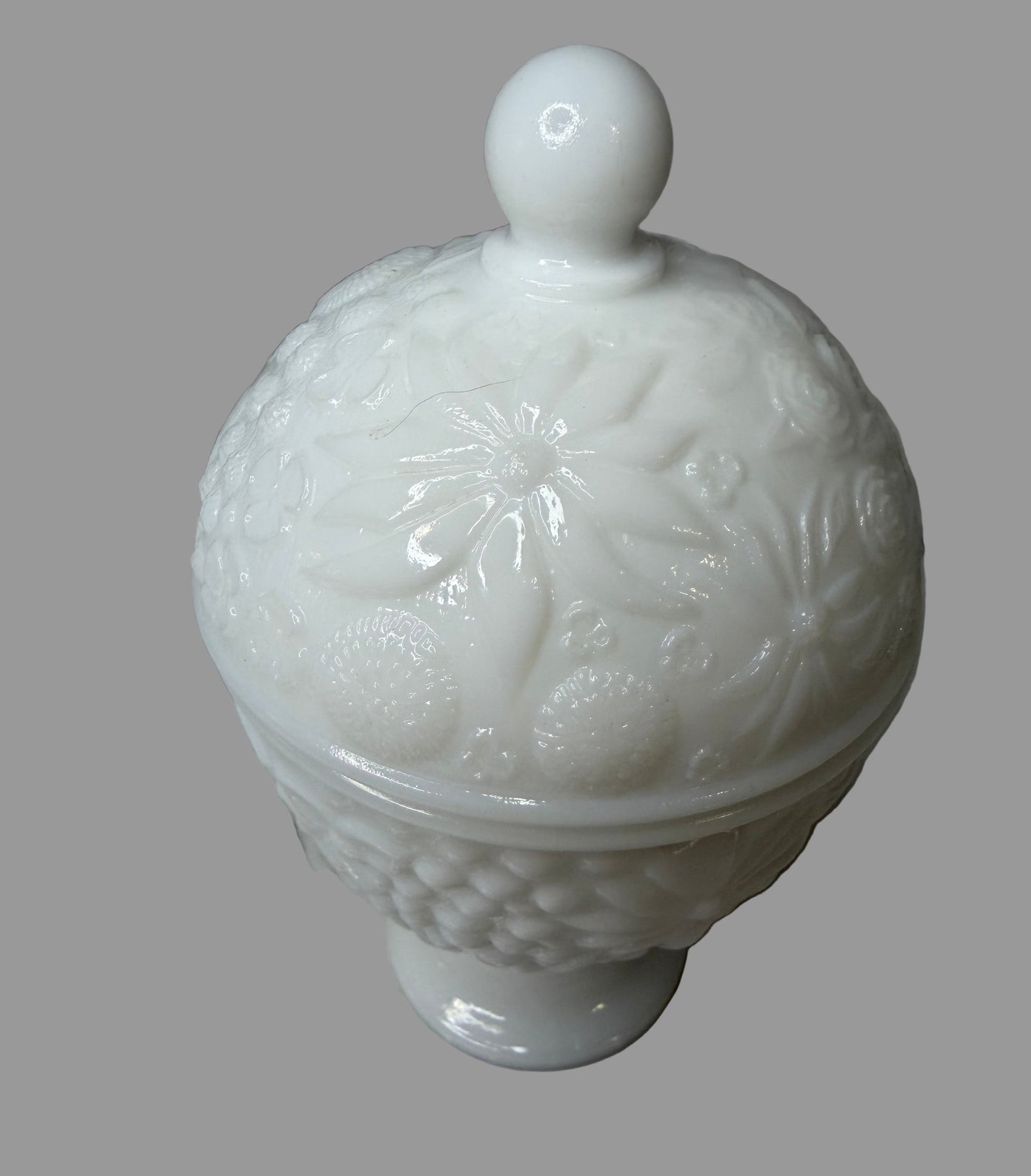 Vintage Avon Milk Glass Lidded Pedestal Candy Dish