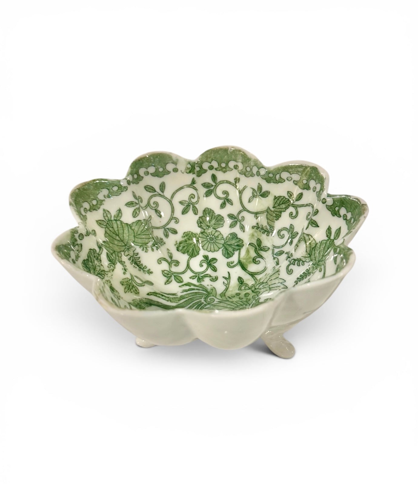 Antique Nippon Porcelain Scallop-Shaped Footed Berry Nut Bowl