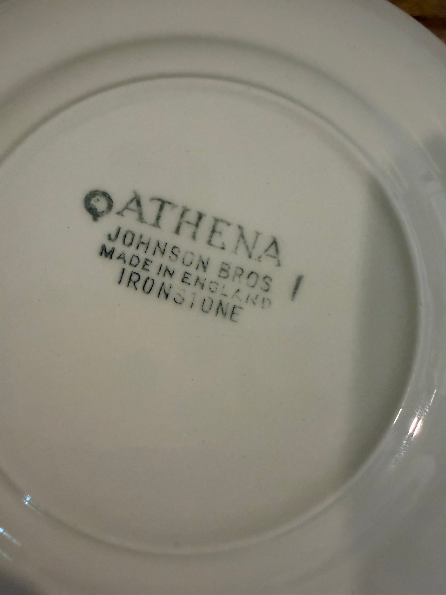 White English Ironstone | Vintage Johnson Brothers Athena Ironstone Dessert Plate  | Shelf Stacker