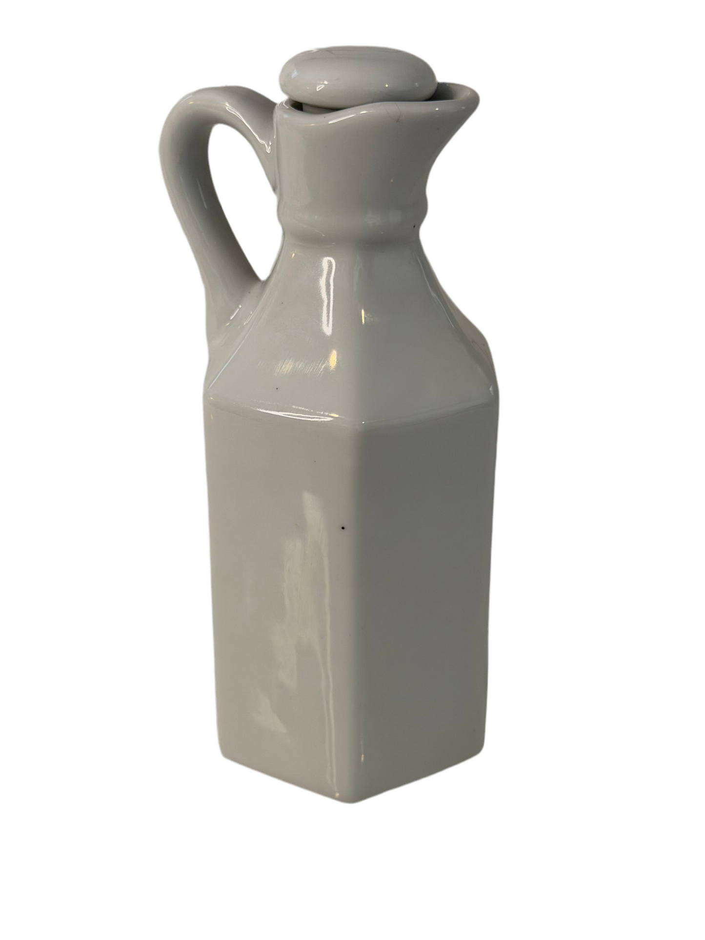 Vintage Xcell White Ceramic Cruet with Stopper – Hexagonal Oil/Vinegar Bottle
