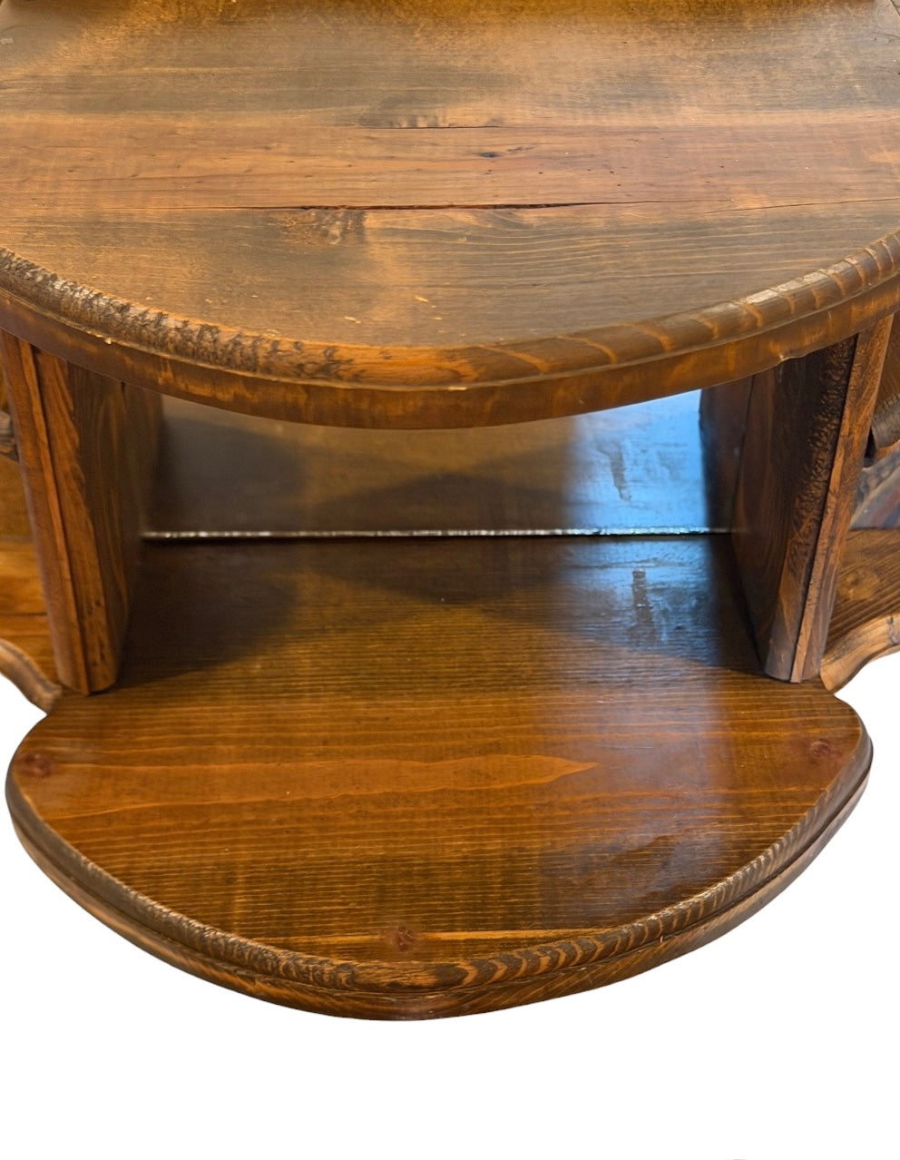 Vintage Mid-Century Mirrored Shadow Box Curio Shelf | Wood Wall Display