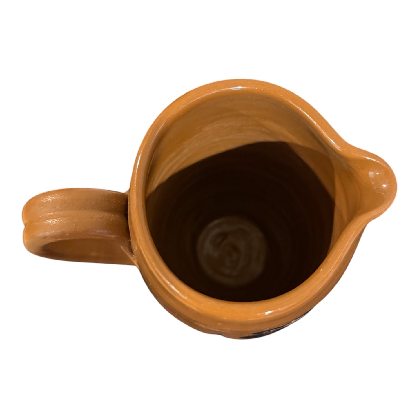 Williamsburg Pottery Factory WPF Stoneware Pitcher – 2002 Vintage - Brown Glaze with Blue Floral Detail