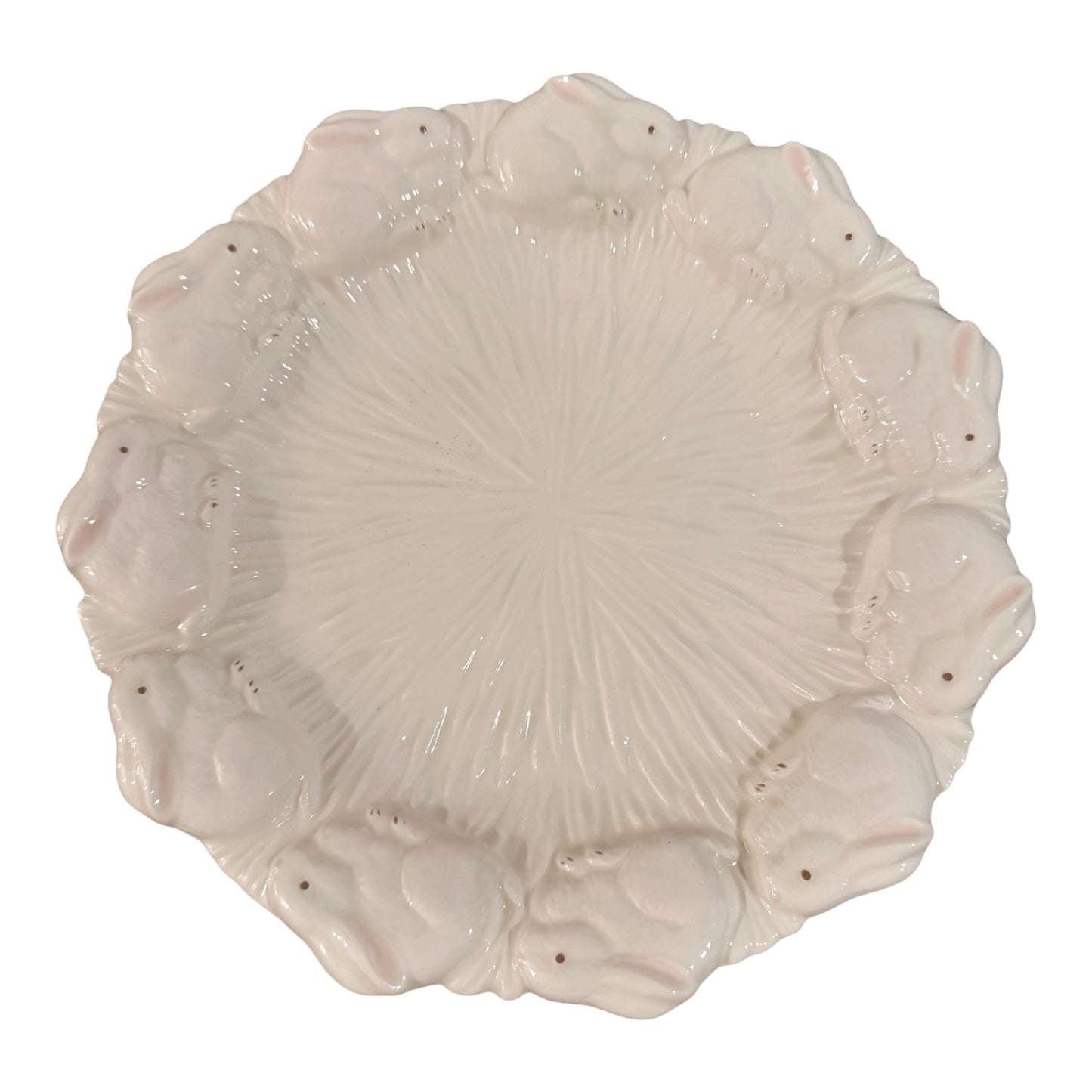 Dedham Potting Shed Style Vintage Rabbit Plate | Embossed White Ceramic Bunny Platter | Cottagecore Easter Decor | Collectible Bunny Dish