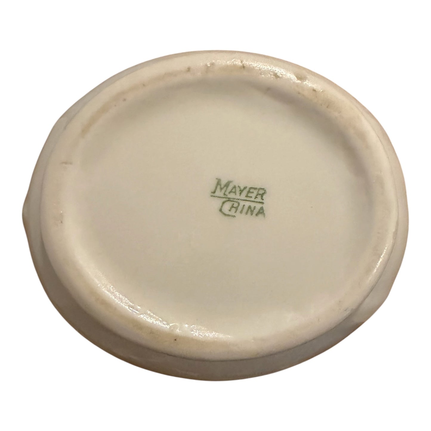 30’s - 40’s Mayer China Ivory Restaurant Ware Cream Pitcher | Green Stripe Hotel Ware | Vitrified China