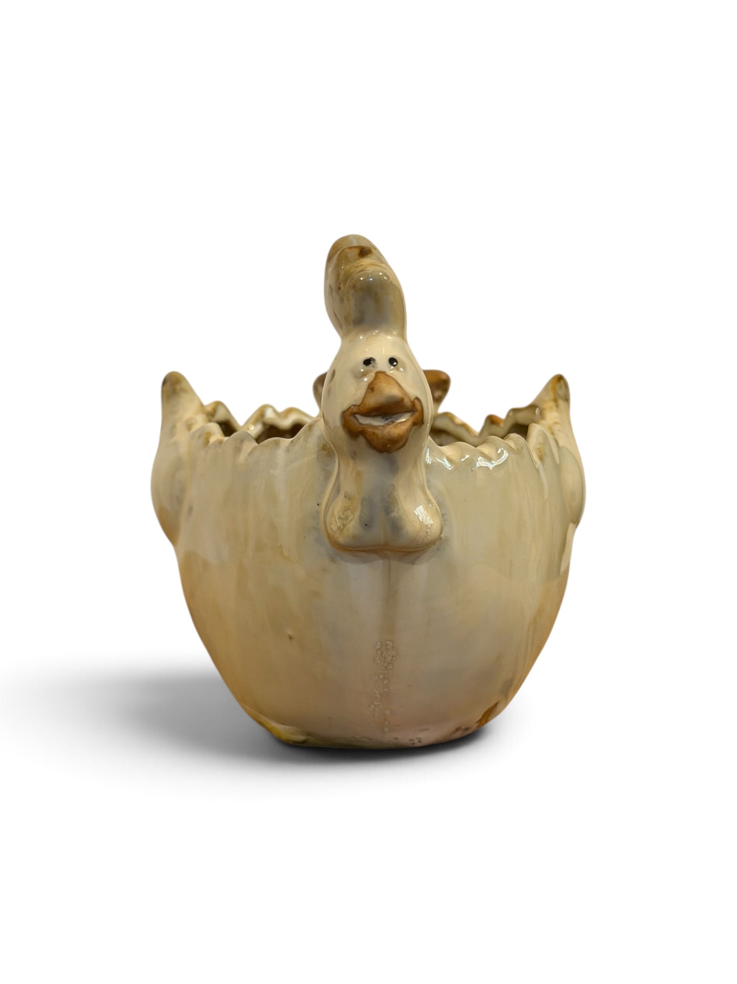 Ceramic Chicken Vintage or Vintage Style Egg Holder / Planter / Catch-All – Drip Glaze