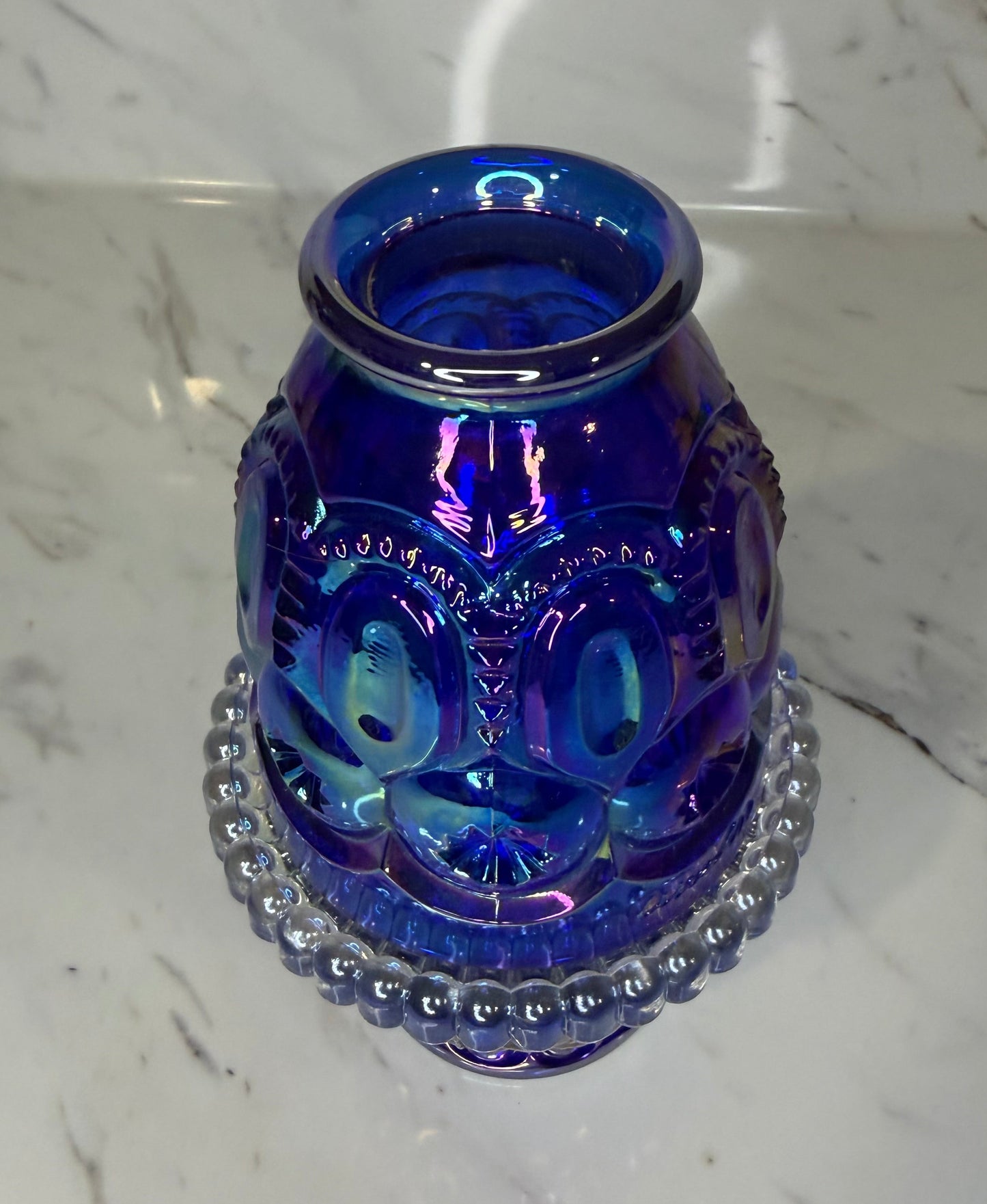 Moon & Star Cobalt Blue | Weishar | Carnival Glass Fairy Lamp – 3 Piece