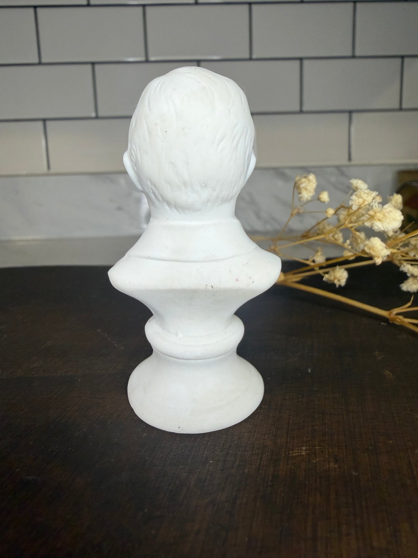 Miniature Vintage Theodore Roosevelt Mini Ceramic Bust – White Bisque Porcelain – 2.5” Presidential Figurine