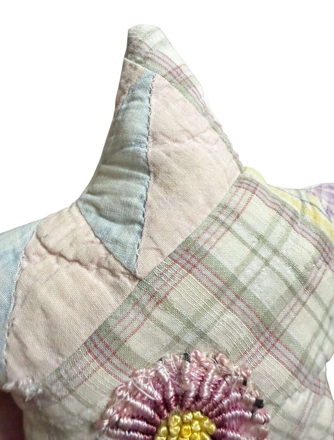 Small Handmade Vintage Cutter Quilt Star Pillow | Repurposed Textile Art | Cottage Farmhouse Decor | 9”