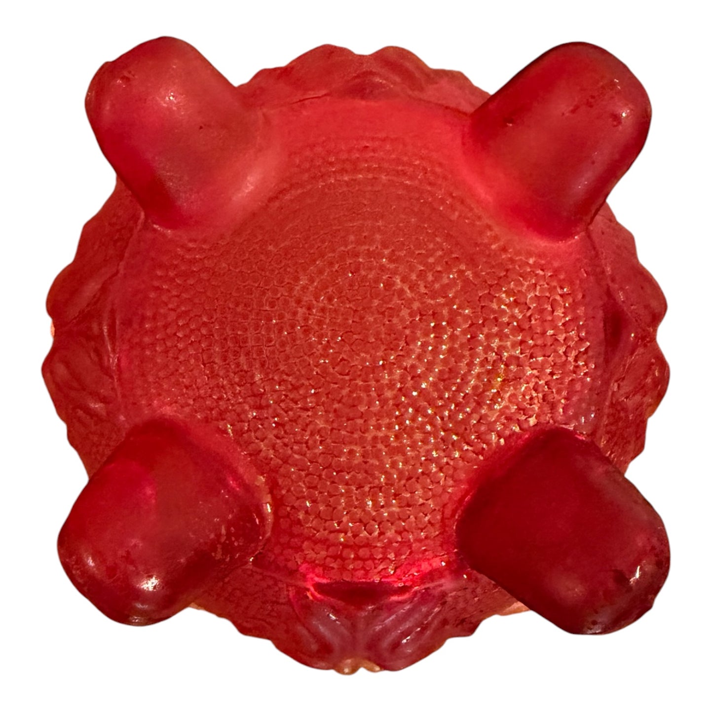 Jeannette Glass Amberina Grape & Vine Vintage Covered Candy Dish | Footed Glass Compote