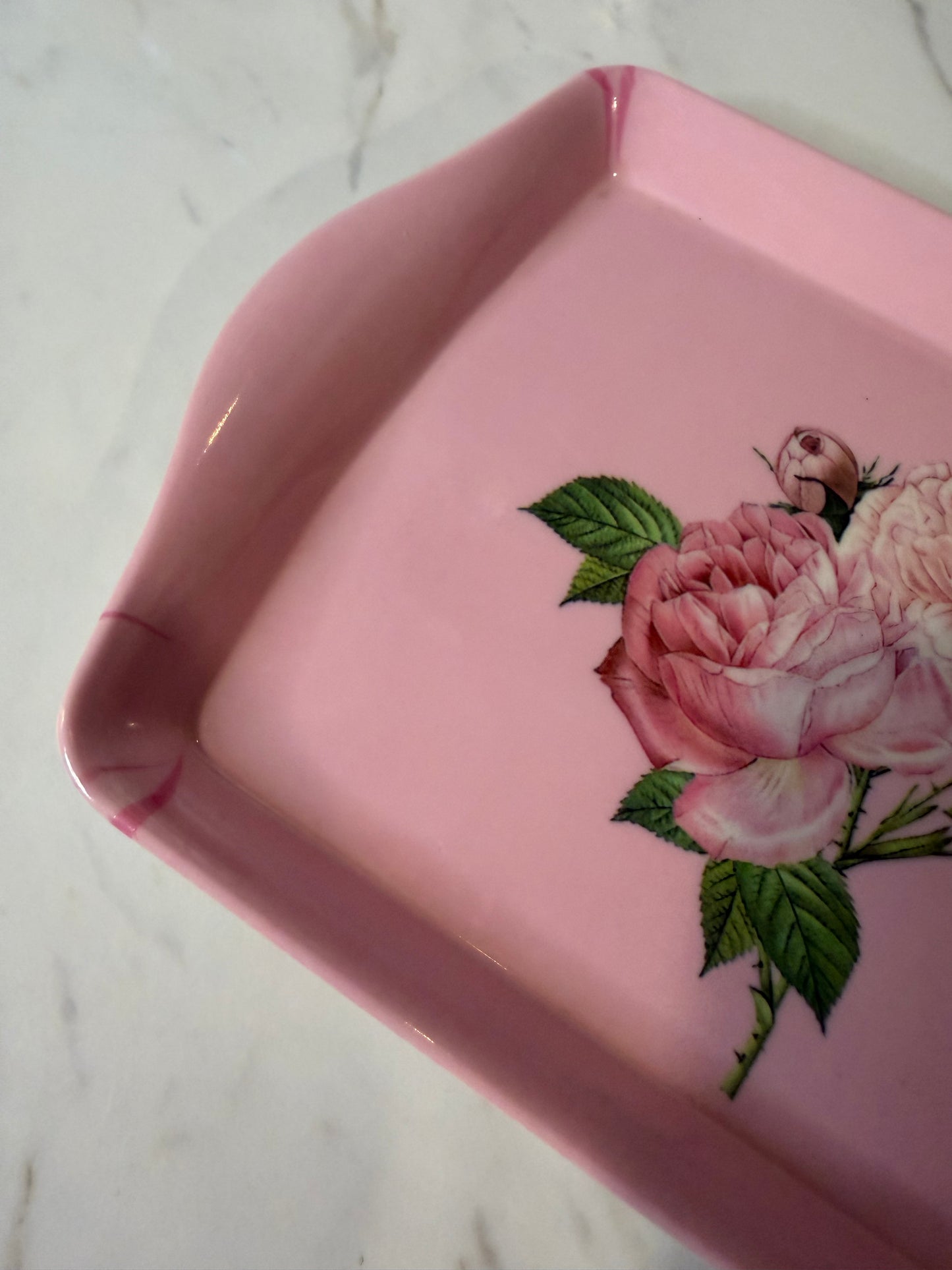 Vintage Pink Floral Melamine Tray