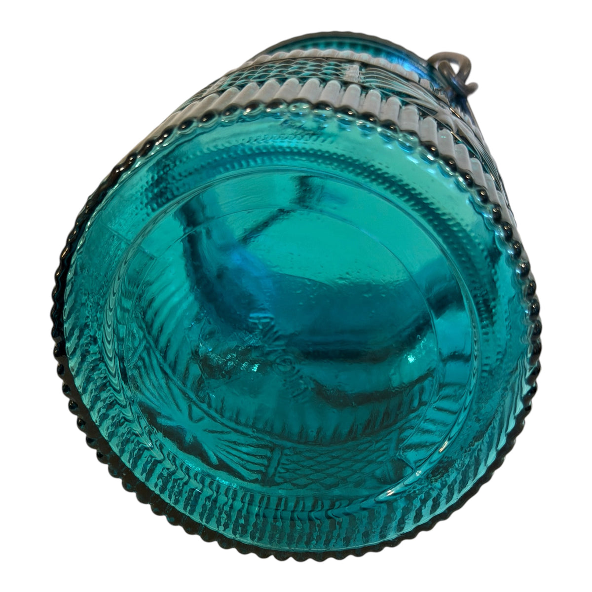 Avon Teal Glass Mason Jar Canister – Vintage 1970s Bail Lid Jar