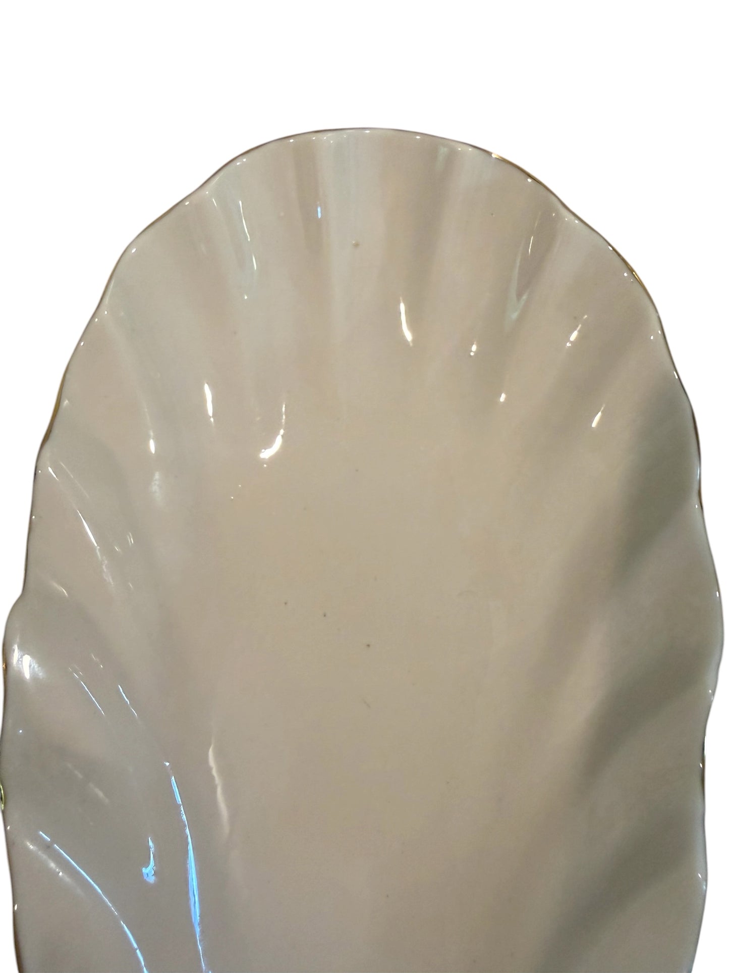 Handmade Studio Art Ceramic Bowl – Gold Luster Scalloped Rim, Ivory Porcelain Style, The Clay Pot Studio NYC