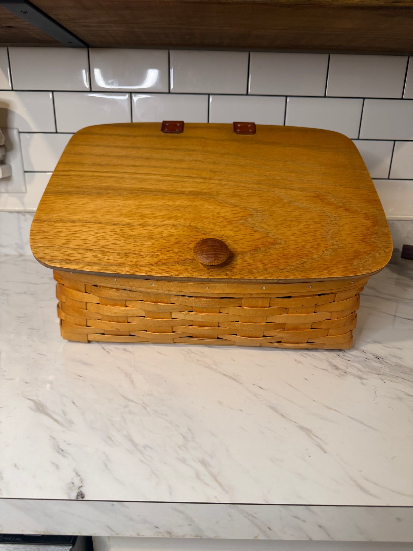 Vintage 1999 Royce Craft Bread Basket Box with Wood Lid