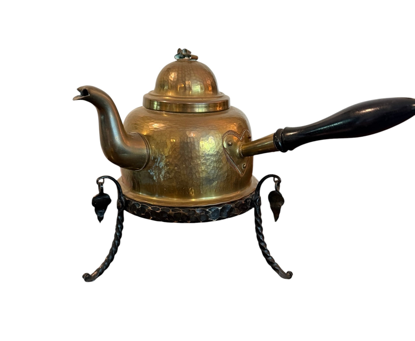 Antique Hammered Copper Kettle on Wrought Iron Stand | Turkish / Swedish Style Tea Warmer