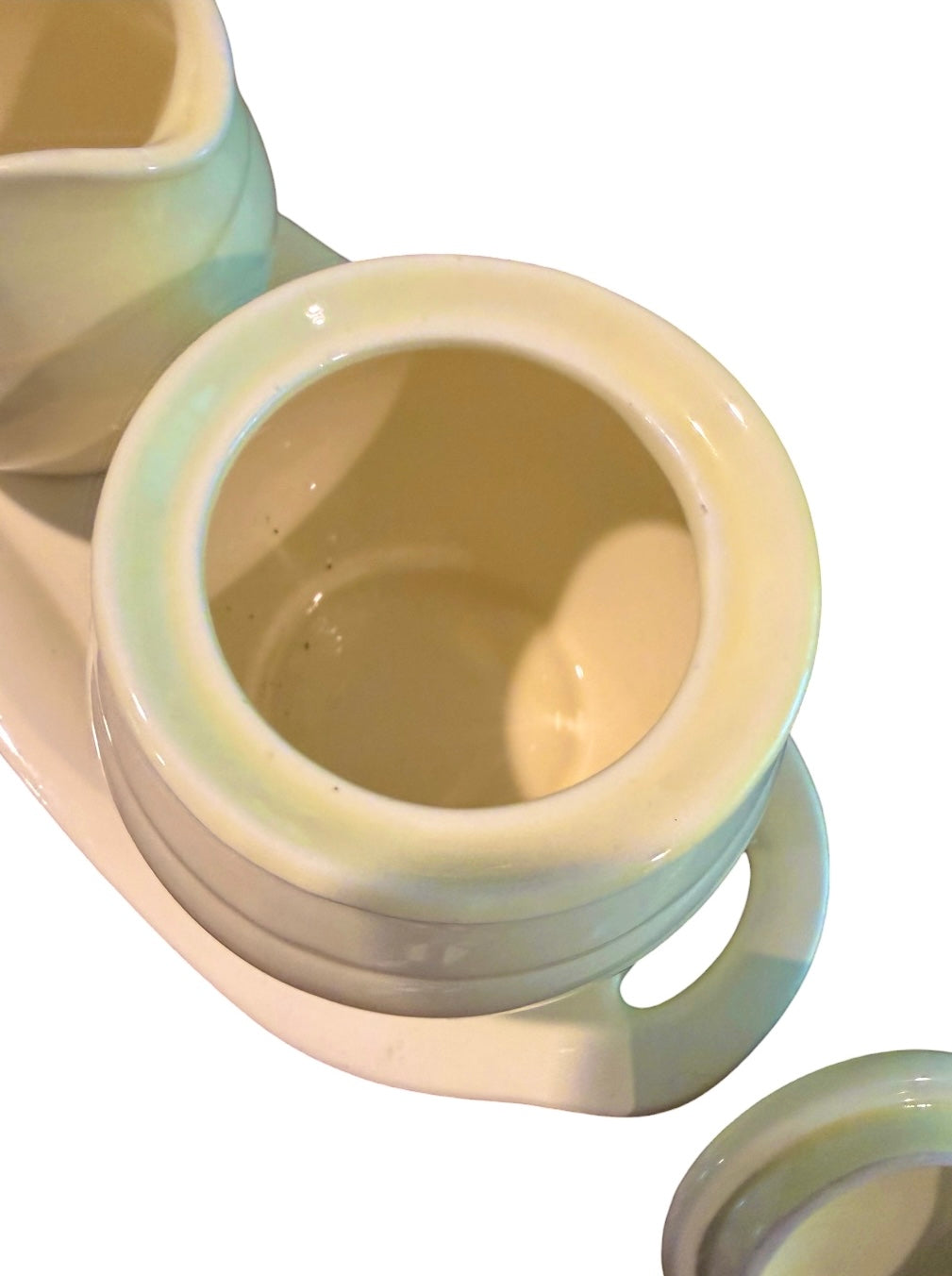 Enesco Vintage Ceramic Creamer, Sugar Jar & Plate Holder Set – Cottagecore Kitchen Decor