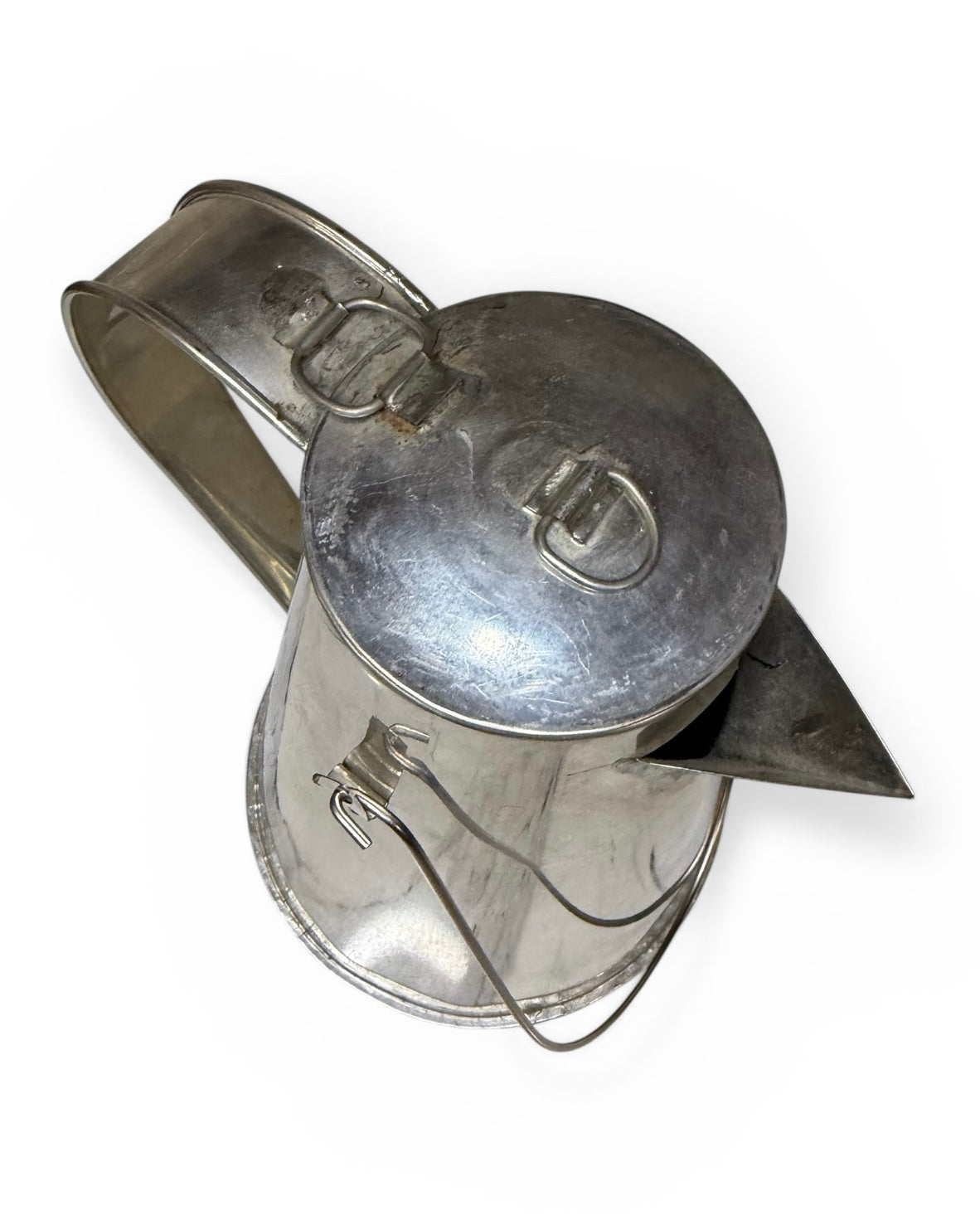 Vintage Silver-Toned Conical Coffee Pot | Mid-Century Modern / Art Deco Style Metal Vessel