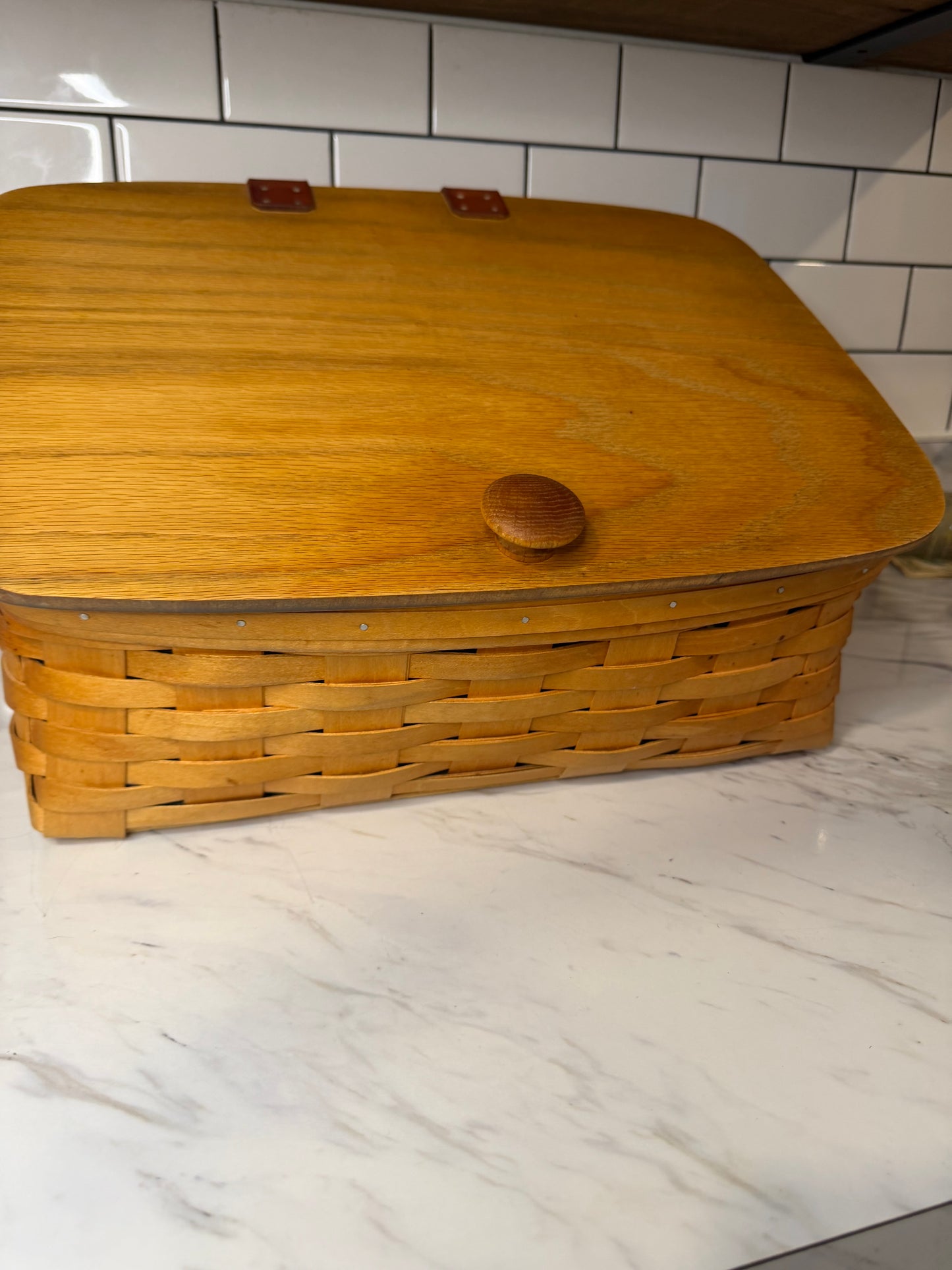 Vintage 1999 Royce Craft Bread Basket Box with Wood Lid