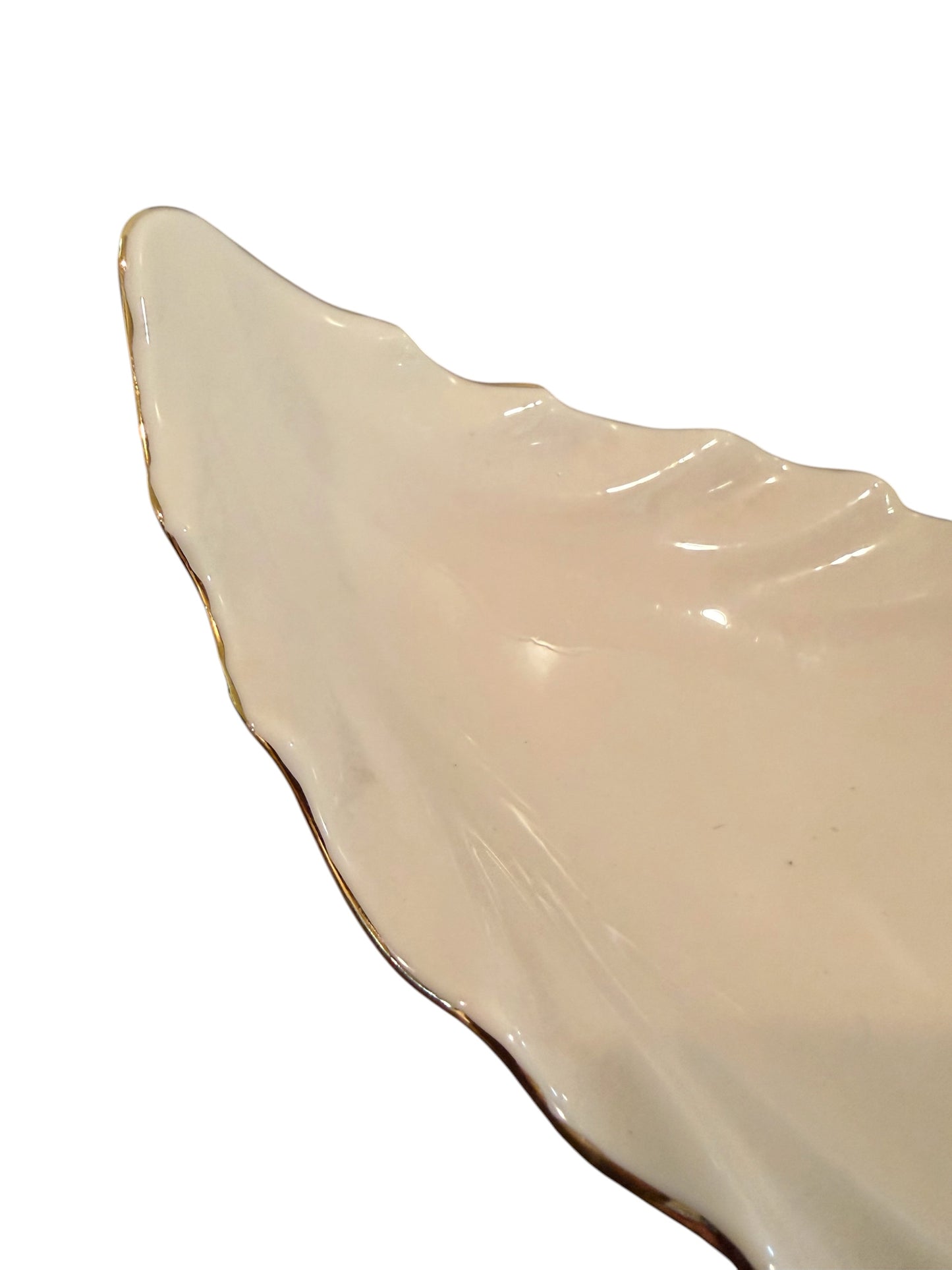 Handmade Studio Art Ceramic Bowl – Gold Luster Scalloped Rim, Ivory Porcelain Style, The Clay Pot Studio NYC