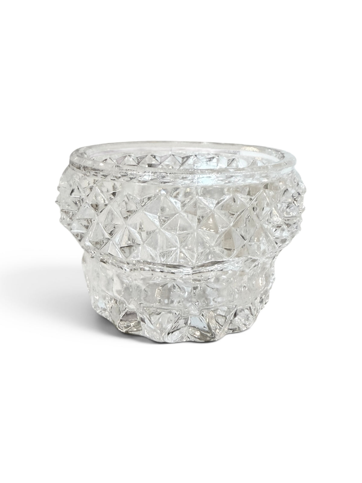 German Lead Crystal Vintage Open Salt Cellar – Diamond Point Cut Salt Dip Dish