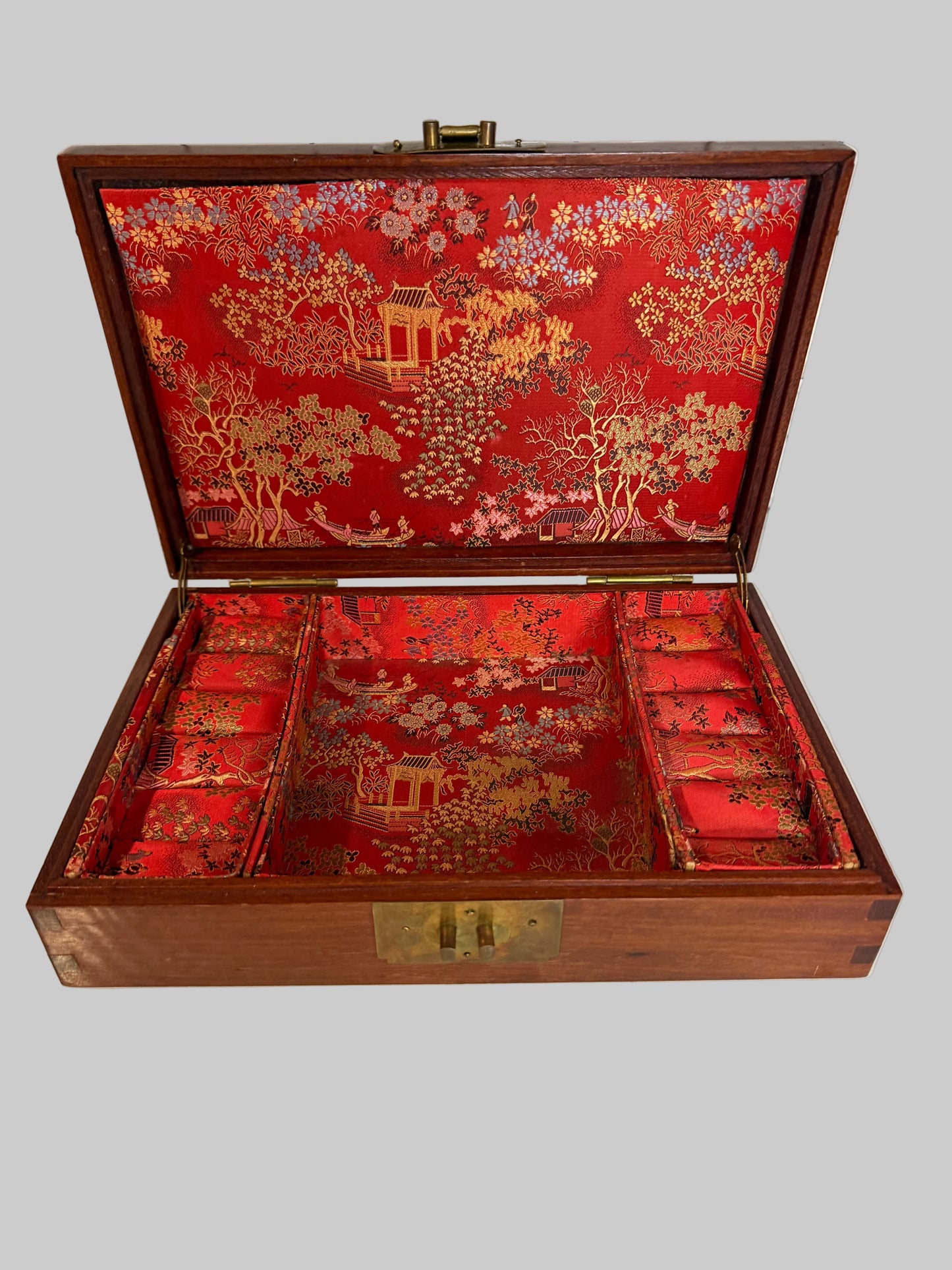 Vintage Chinese Mahogany Jewelry Box by George Zee & Co.