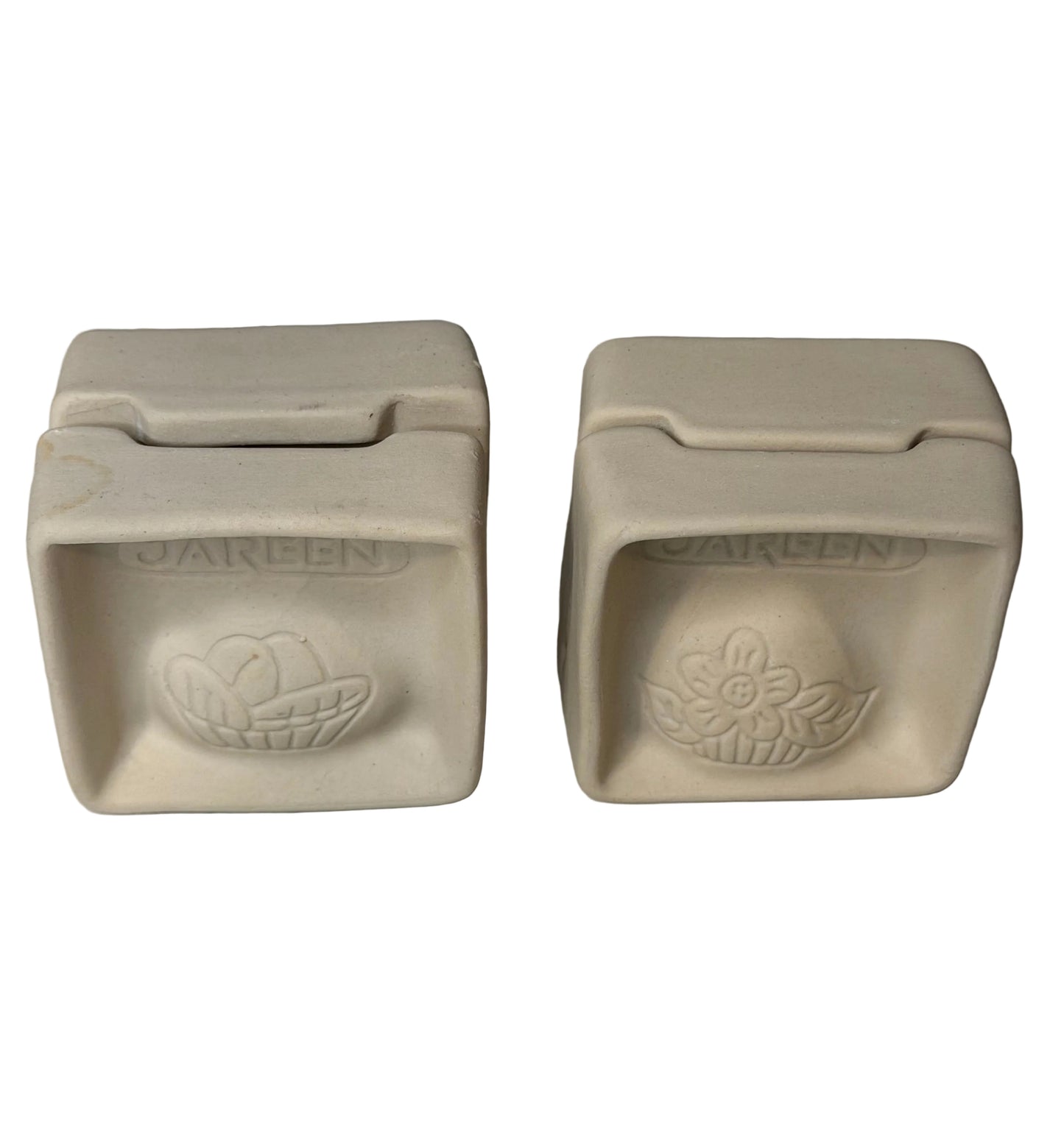Set of 2 Jareen “Edible Compliments” Porcelain Butter Molds | Flower Design, 1980s