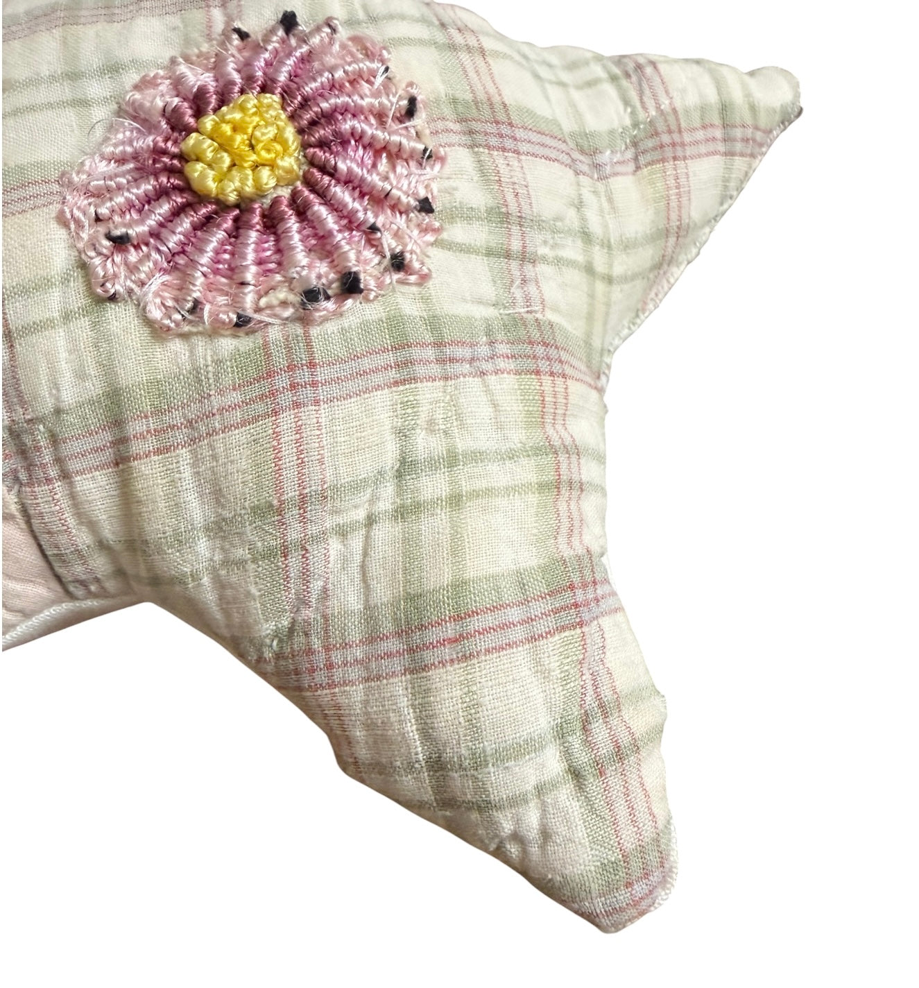Small Handmade Vintage Cutter Quilt Star Pillow | Repurposed Textile Art | Cottage Farmhouse Decor | 9”
