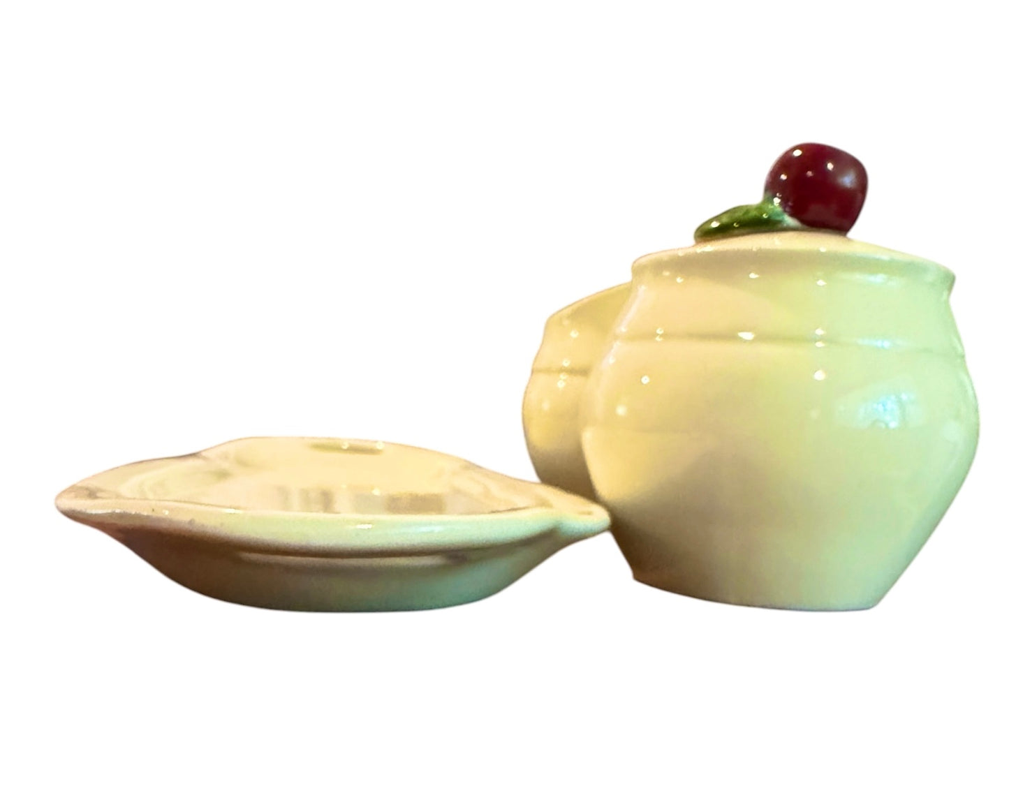 Enesco Vintage Ceramic Creamer, Sugar Jar & Plate Holder Set – Cottagecore Kitchen Decor