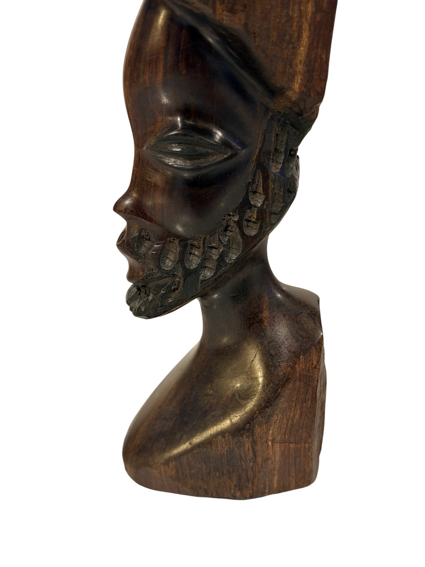 Hand-Carved Vintage African Tribal Bust Sculptures – Matching Male & Female Pair – Mid-Century Folk Art