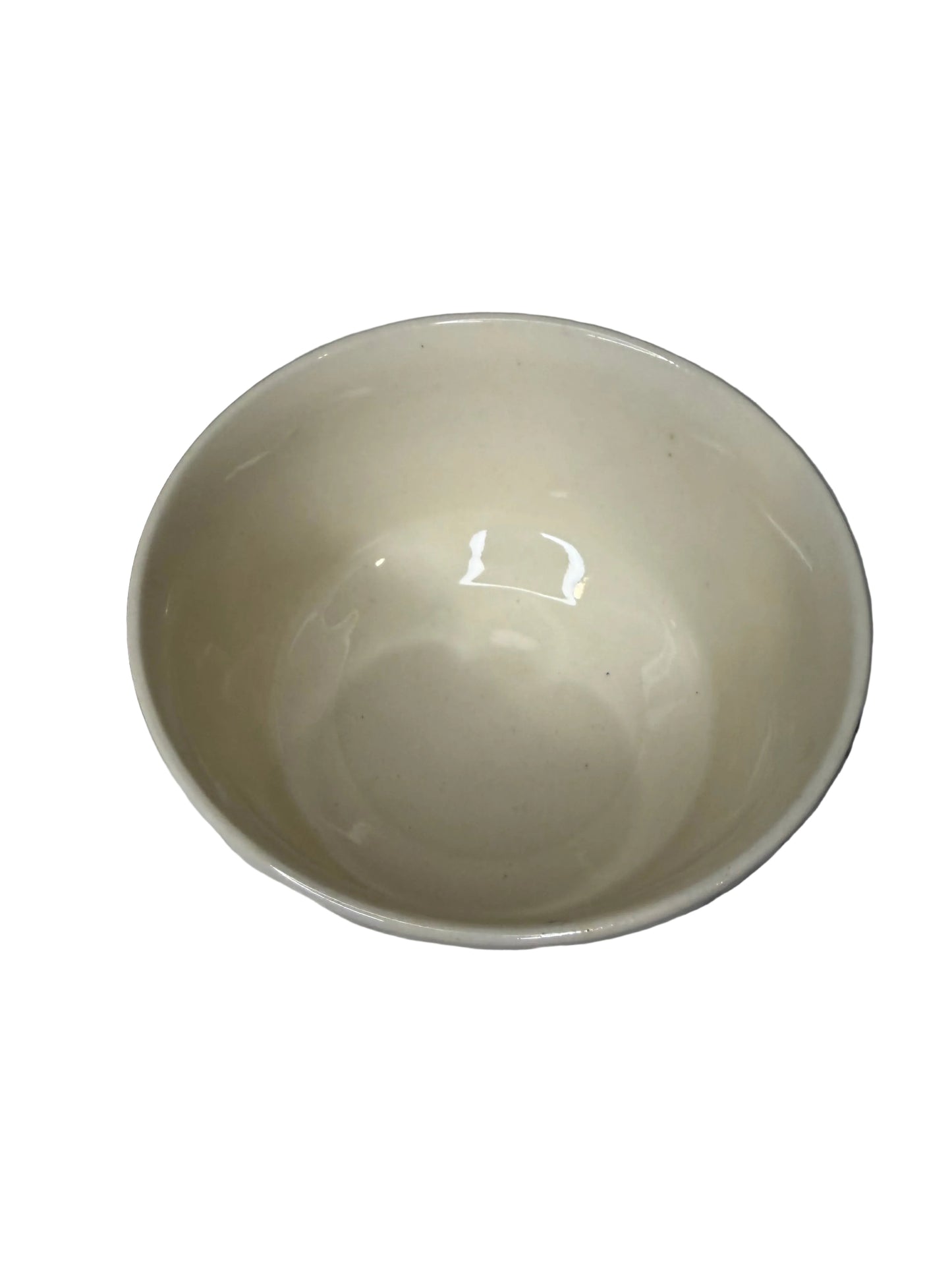 Set of 2 Vintage Ribbed Stoneware Bowls – Off-White “Beehive” Ringware (USA)