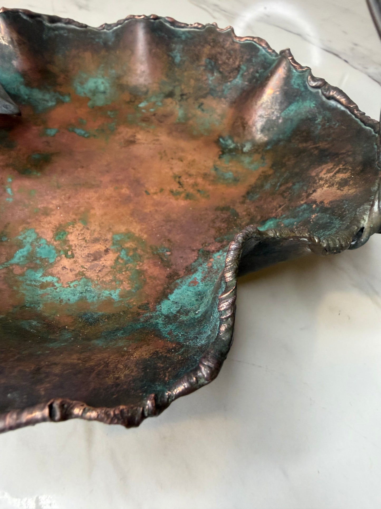 Solid Copper Basket — Heavy, Non-Magnetic, Naturally Patinated