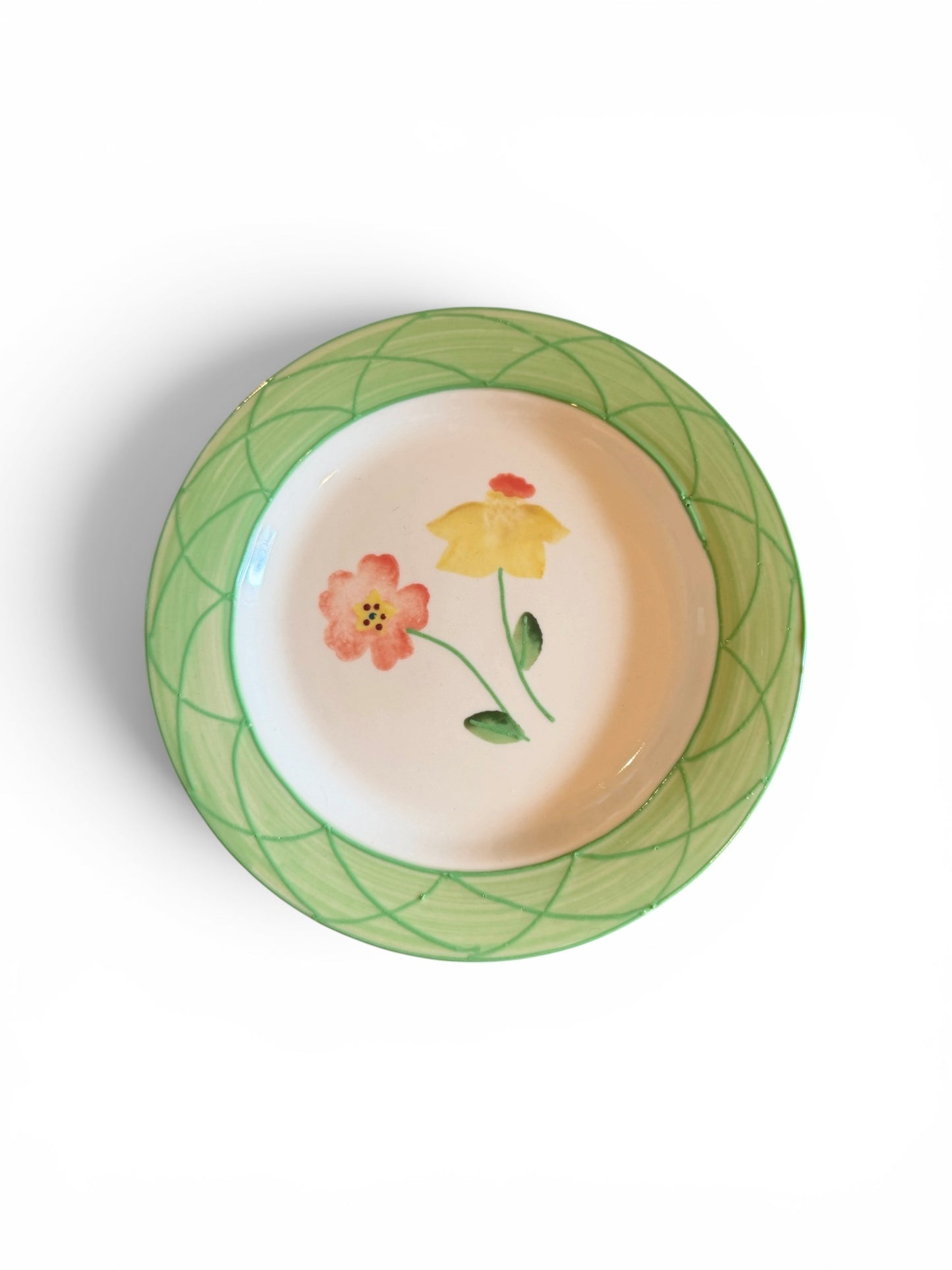 Hartstone Pottery Vintage Floral Long Stem Flowers 8” Salad Plates – Set of 4 | Hand-Painted 1980s Collection - HTF