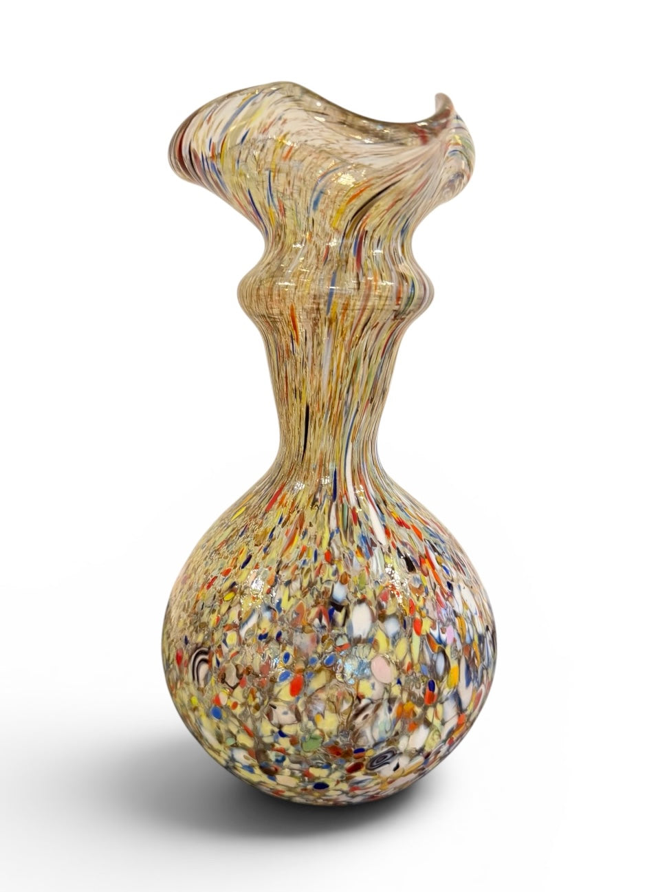 Murano Hand-Blown Art Glass Confetti Swirl Vase (Vetreria Riunite Vecchia Murano)