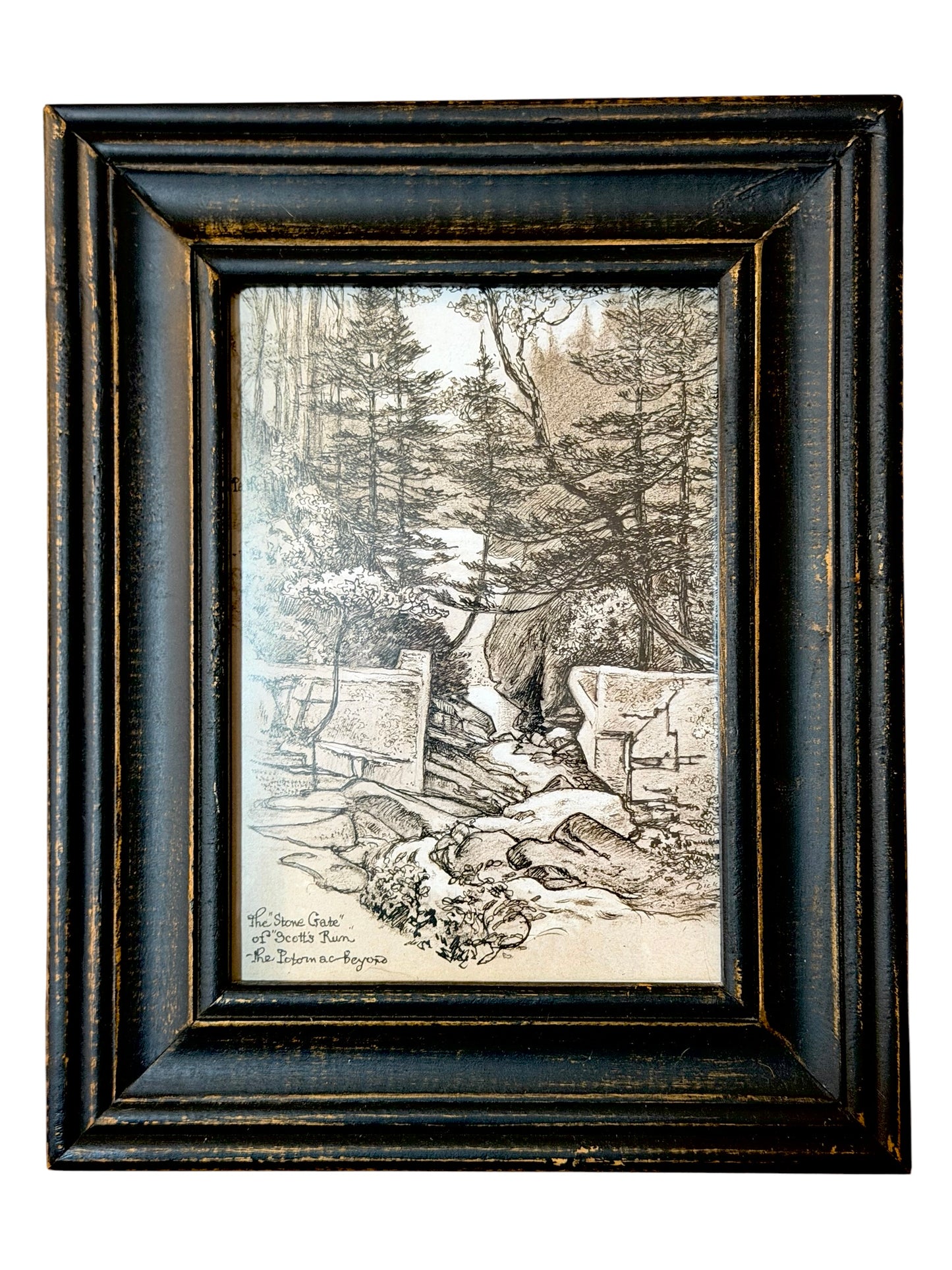“The Stone Gate” (Scott’s Run with Potomac View) | Framed Flea & Frame Curated Vintage Book Etching