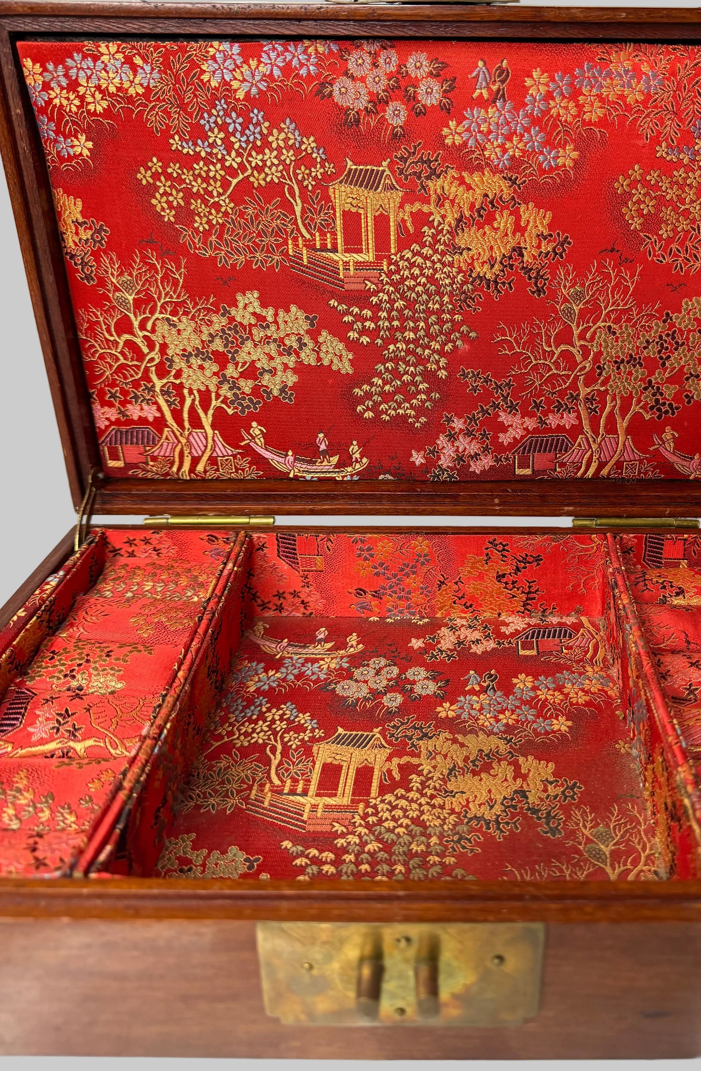 Vintage Chinese Mahogany Jewelry Box by George Zee & Co.