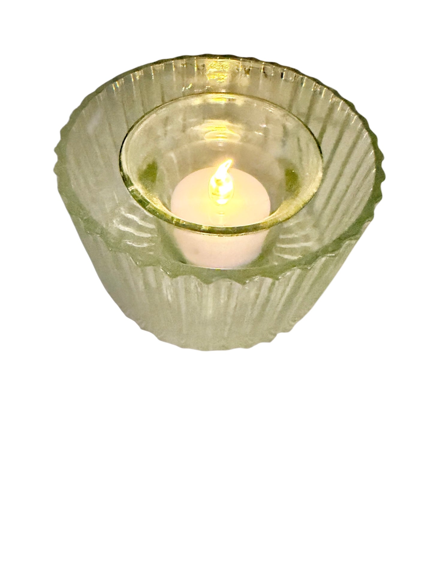 Aurora Vintage Ribbed Crystal Fairy Lamp | Indiana Glass | 80’s | Rare