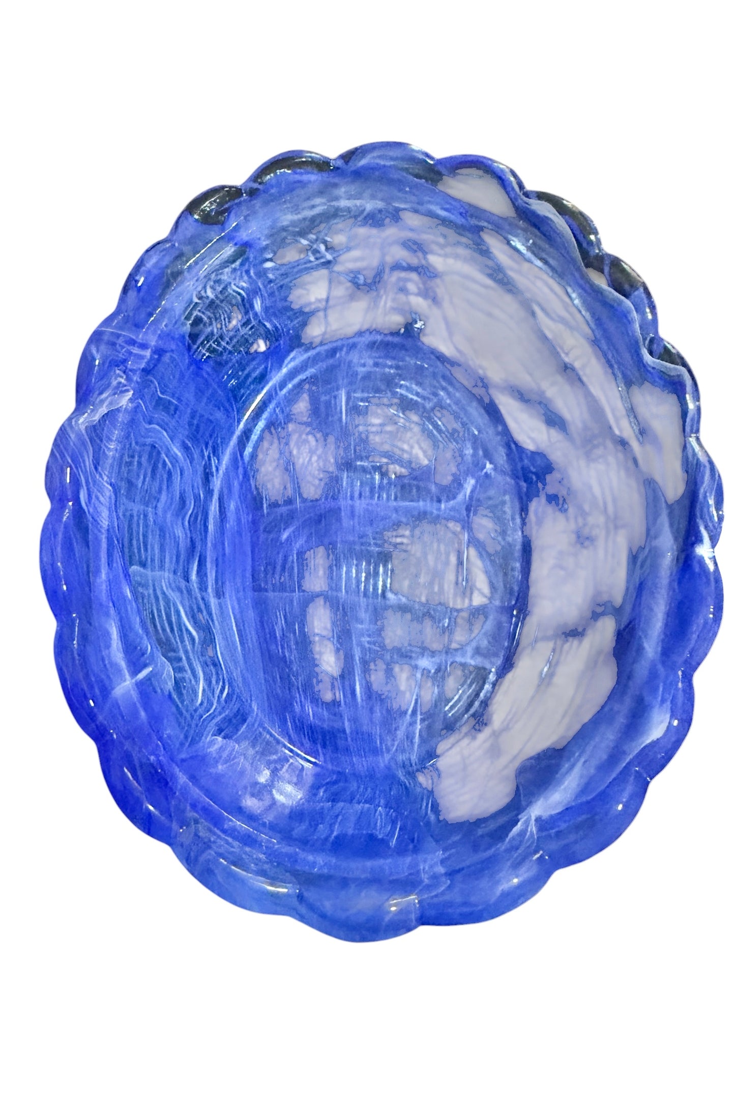 Cobalt Blue & White Swirl Covered Hen on Nest Candy Dish | Trinket Box