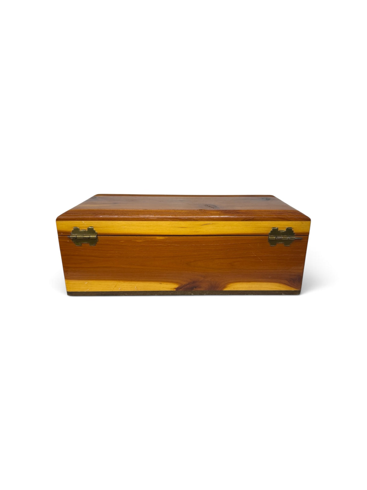 Vintage Cedar Keepsake Jewelry Box – Art Deco-Style Brass Latch - Riser